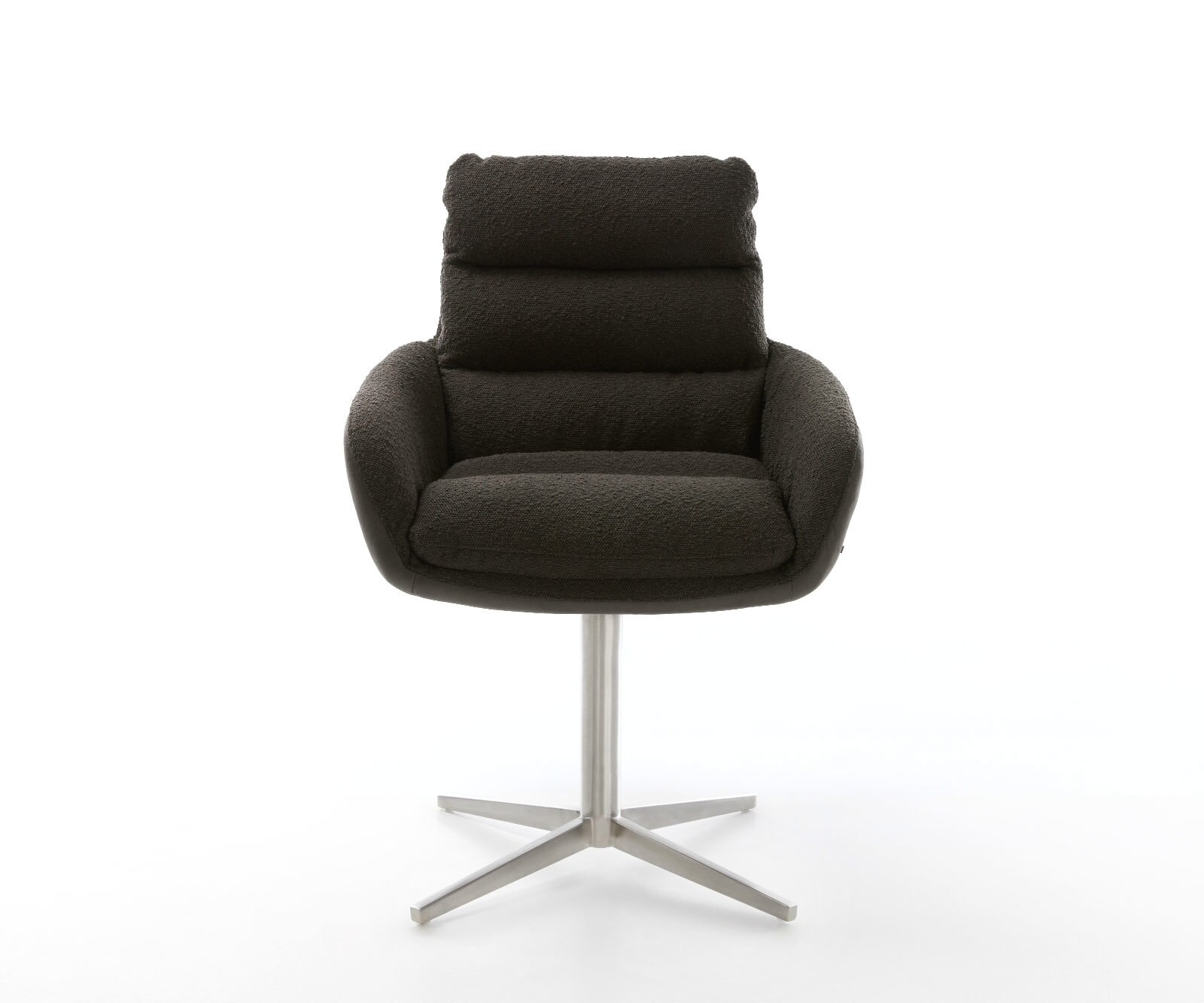 Врътящ се стол с подлакътници Комбинация от дамаски Черен Офис основа Неръждаема стомана 360° въртящ се Abelia-Flex 1 Врътящ се стол с подлакътници Комбинация от дамаски Черен Офис основа Неръждаема стомана 360° въртящ се Abelia-Flex 1