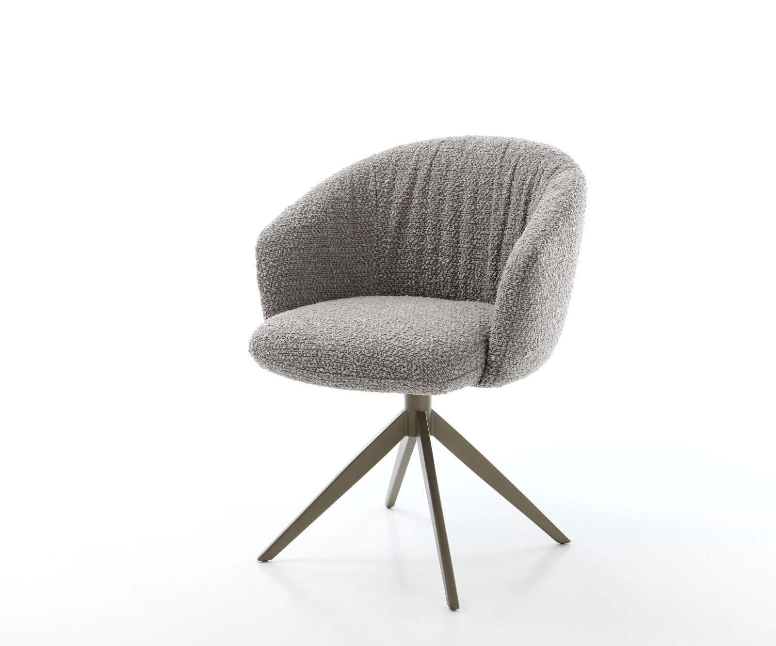 Въртящ се стол Caja-Flex с подлакътници Bouclé сребристо сиво Кръстосана рамка широк ефект покритие титан Въртене на 360° Люлееща се функция Ядро от джобни пружини 1