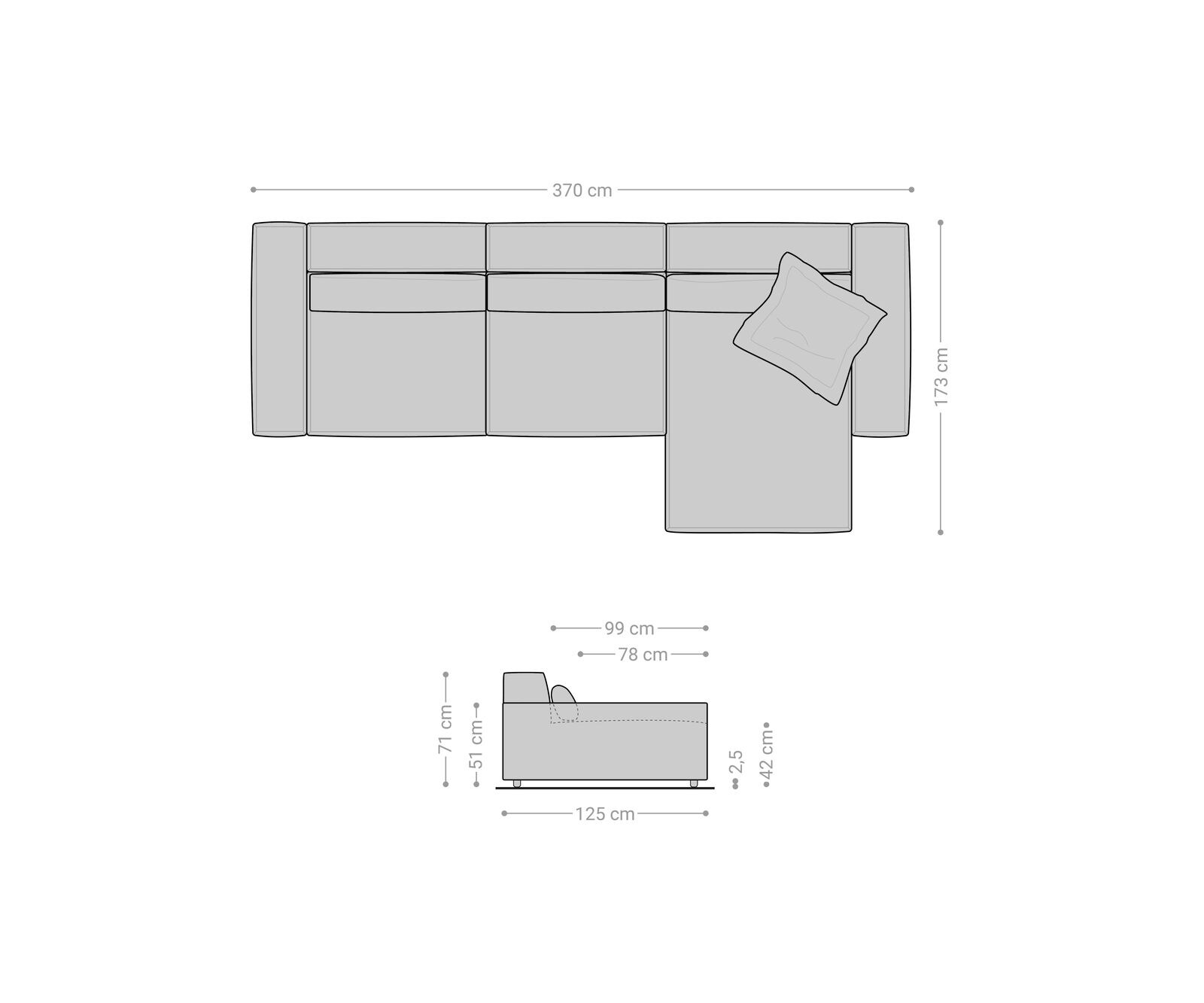 Ъглов диван XL 370x170 cm Корд Бежов Варианти лежанка Sirpio 5
