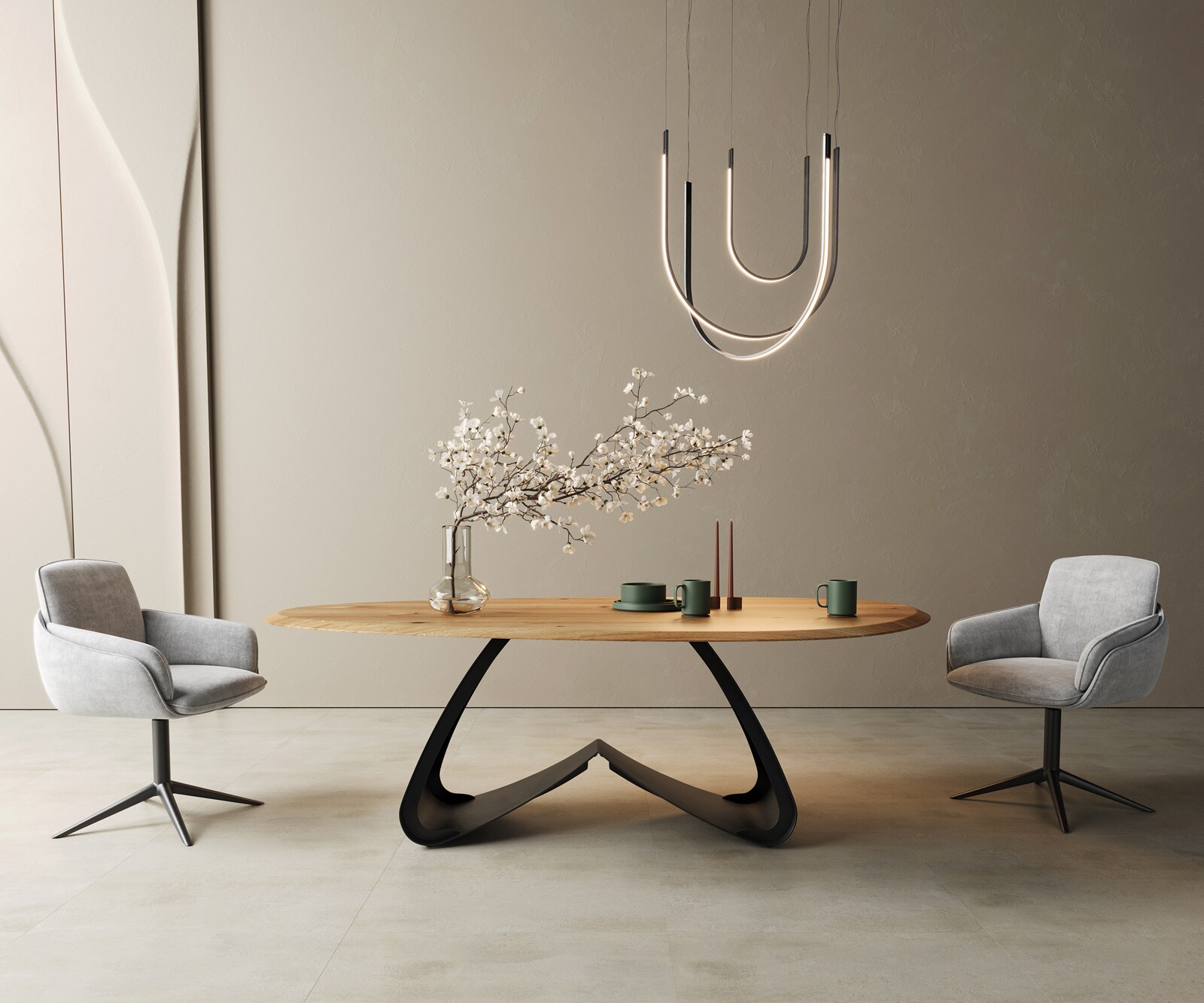 Метална W-рамка в черно за плотове на маси от 200 cm 1 Метална W-рамка в черно за плотове на маси от 200 cm 1