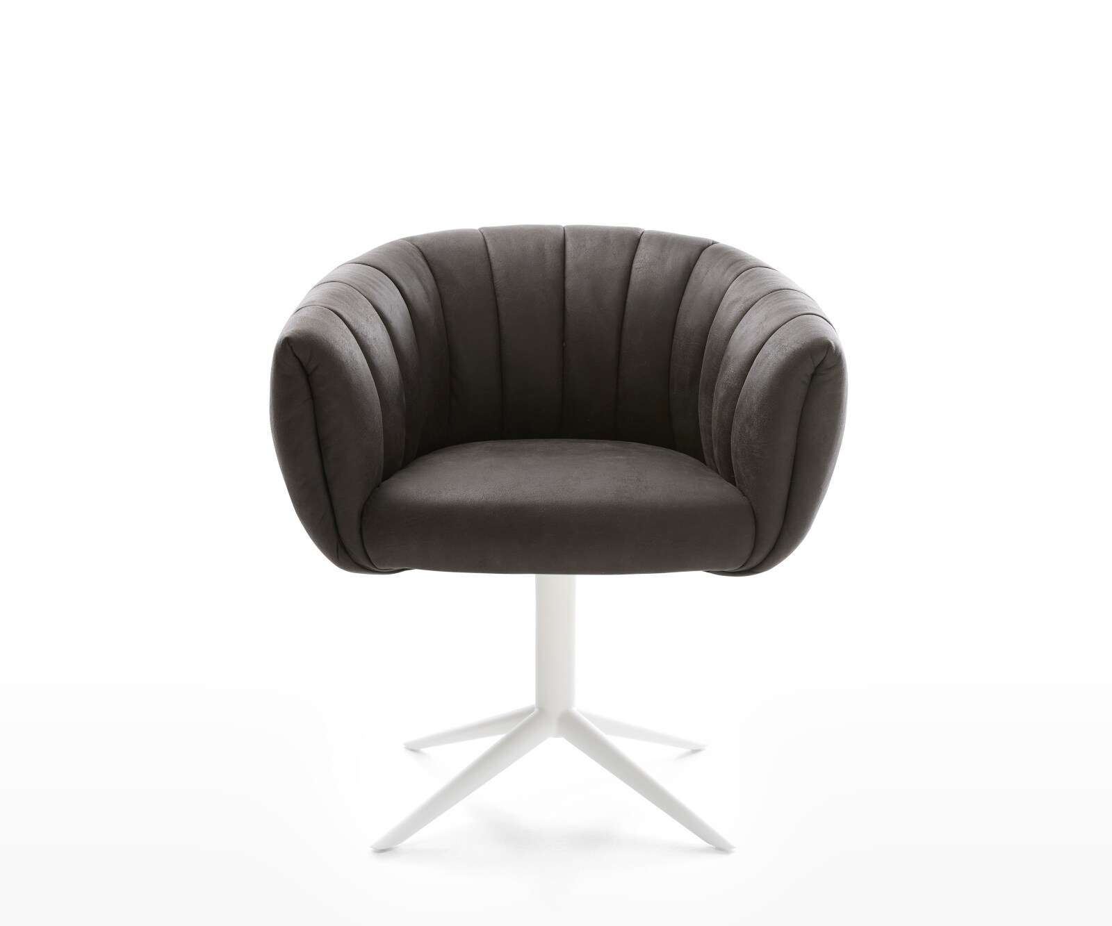 Въртящ се стол Jada-Flex микрофибър антрацит винтидж основа бял 360° въртяща се люлееща се функция сърцевина от джобни пружини 1