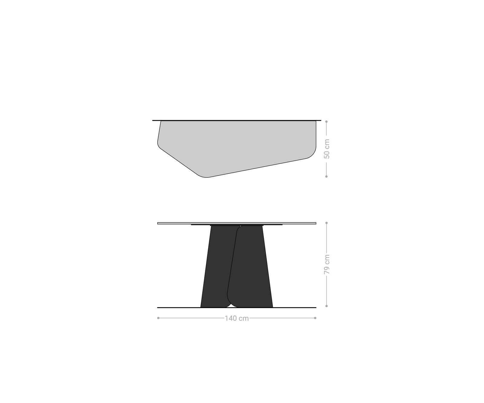 Конзолна маса Edge Polygonal 140x50 см, керамика, бетон, сиво, Livos, метал, черно 8