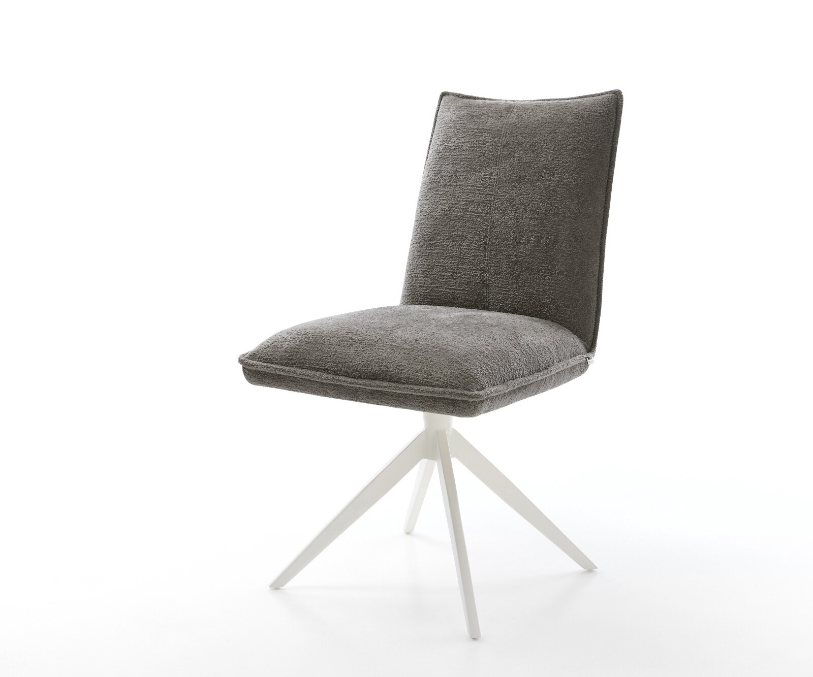 Въртящ се стол Lelio-Flex Bouclé Soft Mud Кръстосана рамка широка Бяла 360° въртене Люлееща се функция Ядро от джобни пружини 1