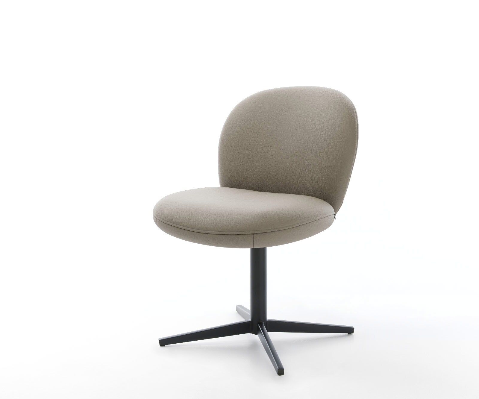 Врътящ се стол Естествена кожа Сиво-Кафяв Офис основа Черен 360° въртящ се Покет пружина Nube-Flex 1