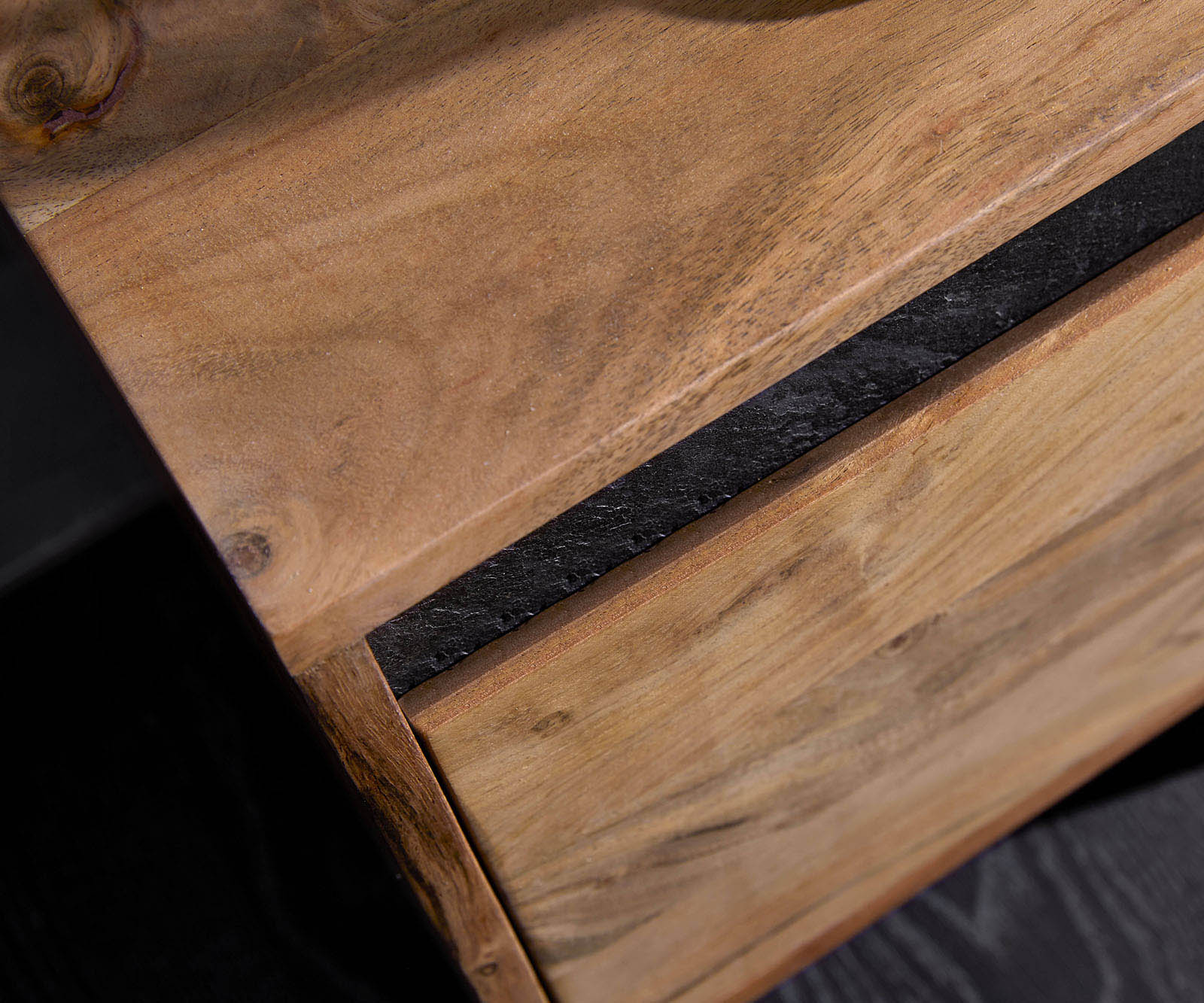 ТВ шкаф 240 cm Акация Натурал 4 Врати Крак Овал Неръждаема стомана Stonegrace 5