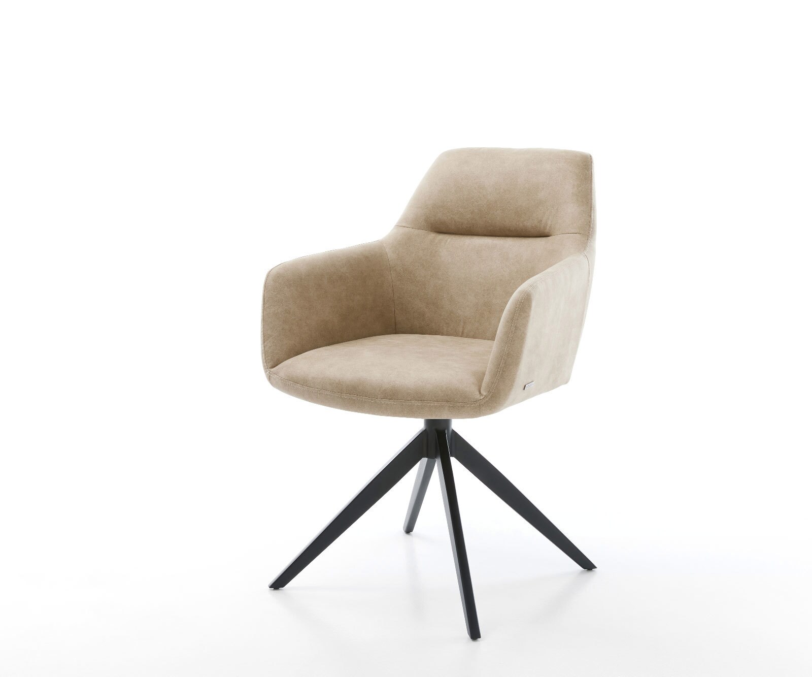 Въртящ се стол Pejo-Flex Микрофибър Бежово Vintage Кръстосана рамка широка Черно 360° завъртане Люлееща се функция Ядро от джобни пружини