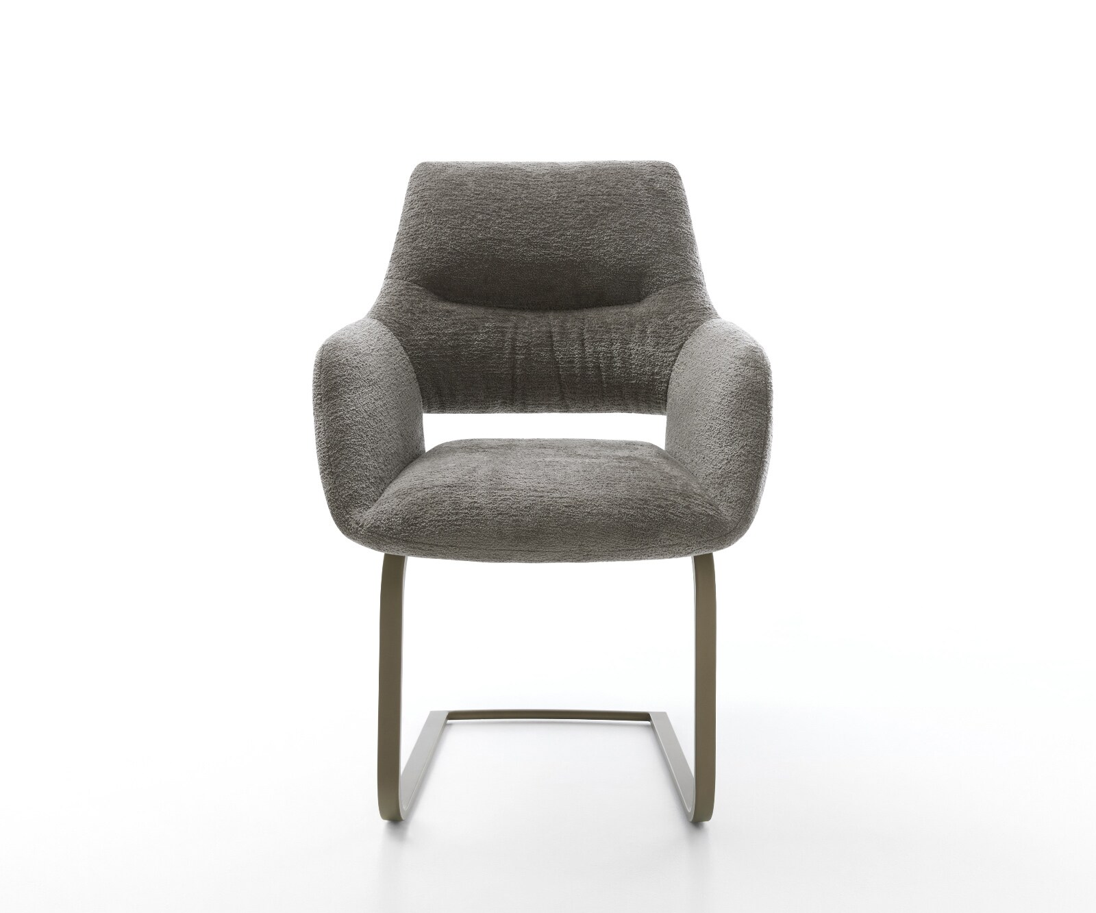 Yago-Flex конзолен стол с подлакътници Bouclé Soft mud Плосък конзолен стол с ефектно покритие Титаниева сърцевина с джобни пружини 2