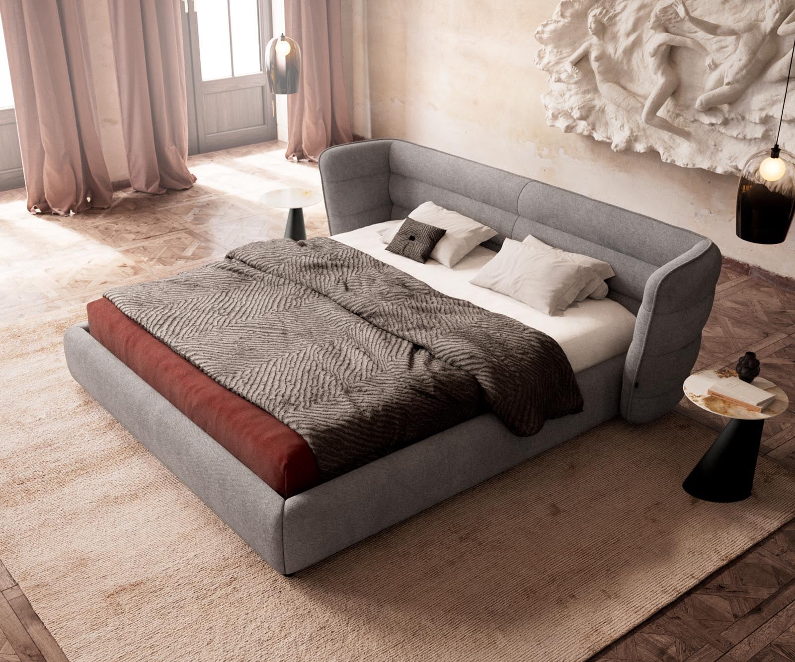 Тапицирана основа за легло Simea 180x200 cm, микрофибър, сива 3 Тапицирана основа за легло Simea 180x200 cm, микрофибър, сива 3