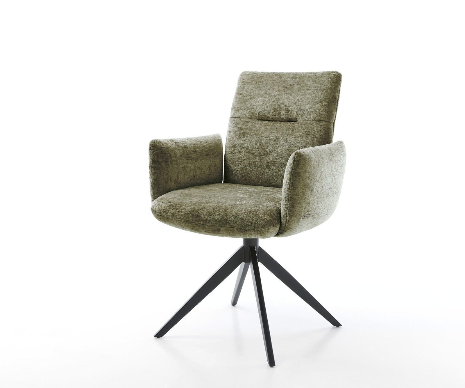 Врътящ се стол с подлакътници Шенил Маслина Конус крак плосък Черен 360° въртящ се Люлеещ се Покет пружина Jova-Flex 1