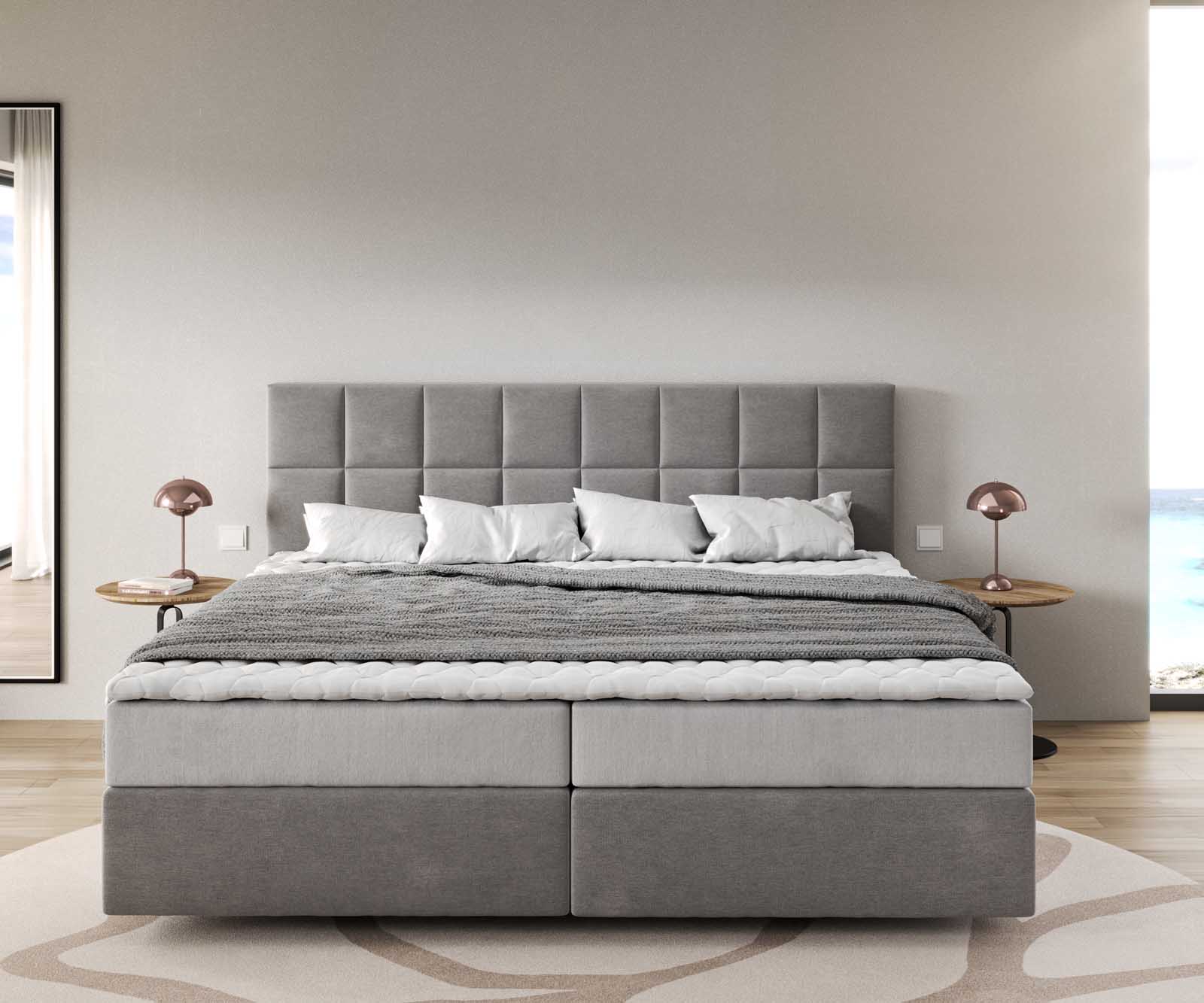 Легло Боксспринг Микрофибър Сив 200x200 cm с Покет с-ма и Мемори Топер Dream-Fine 1