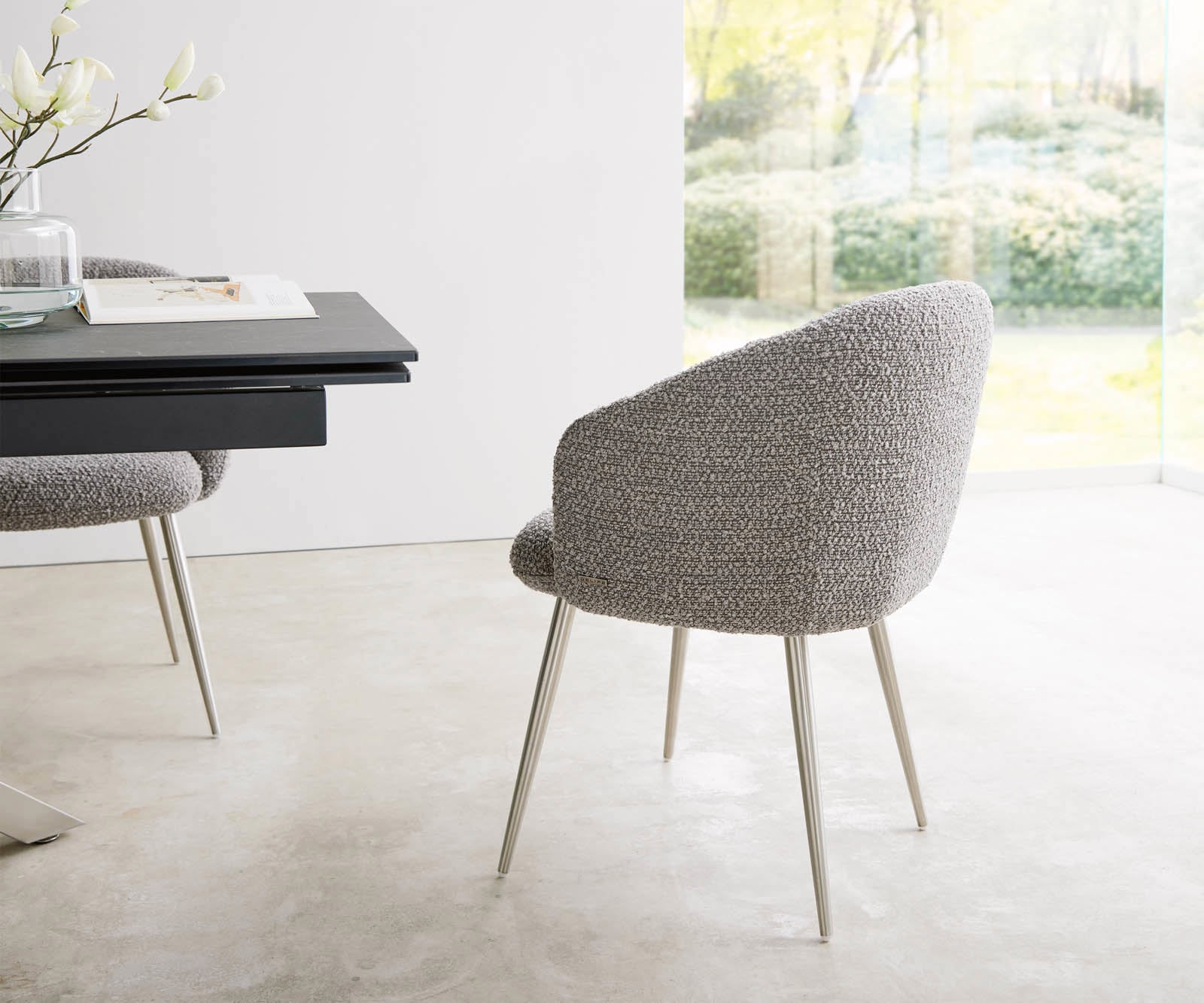 Стол Букле Сребристосив 4-крака Прави Неръждаема стомана Покет пружина Caja-Flex 4 Стол Букле Сребристосив 4-крака Прави Неръждаема стомана Покет пружина Caja-Flex 4