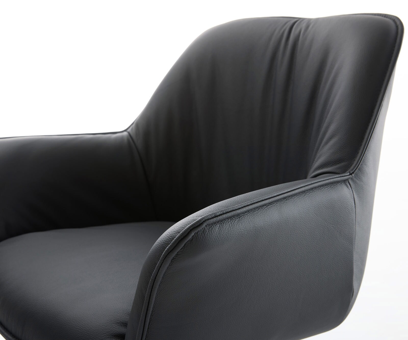 Въртящ се стол Keila-Flex с подлакътници Естествена кожа Черна кръстосана рамка широка Неръждаема стомана Въртене на 360° Люлееща се функция 4