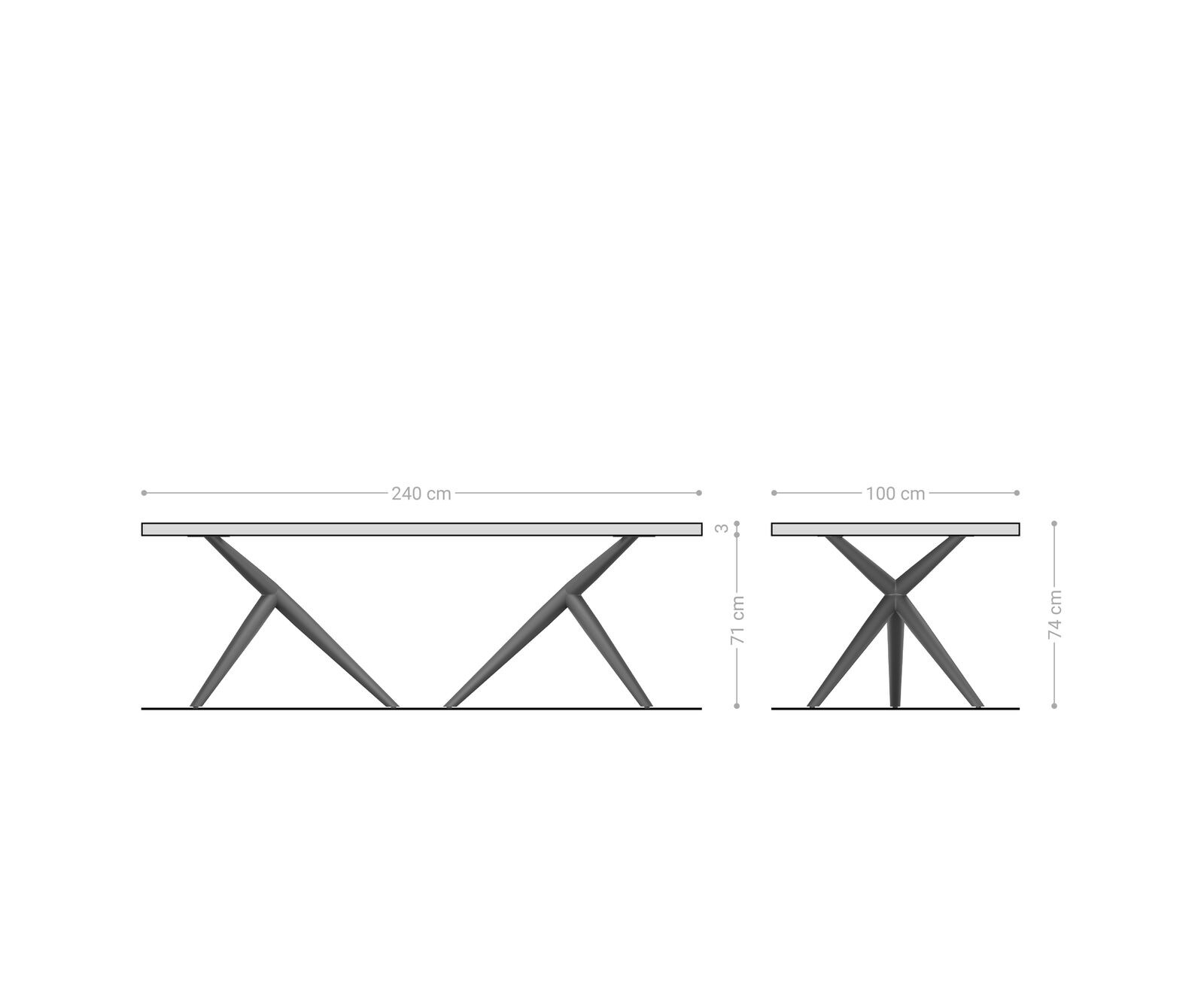 Трапезна маса Edge 240x100, естествена акация Estelar, кръгла, от неръждаема стомана, с естествени ръбове 6
