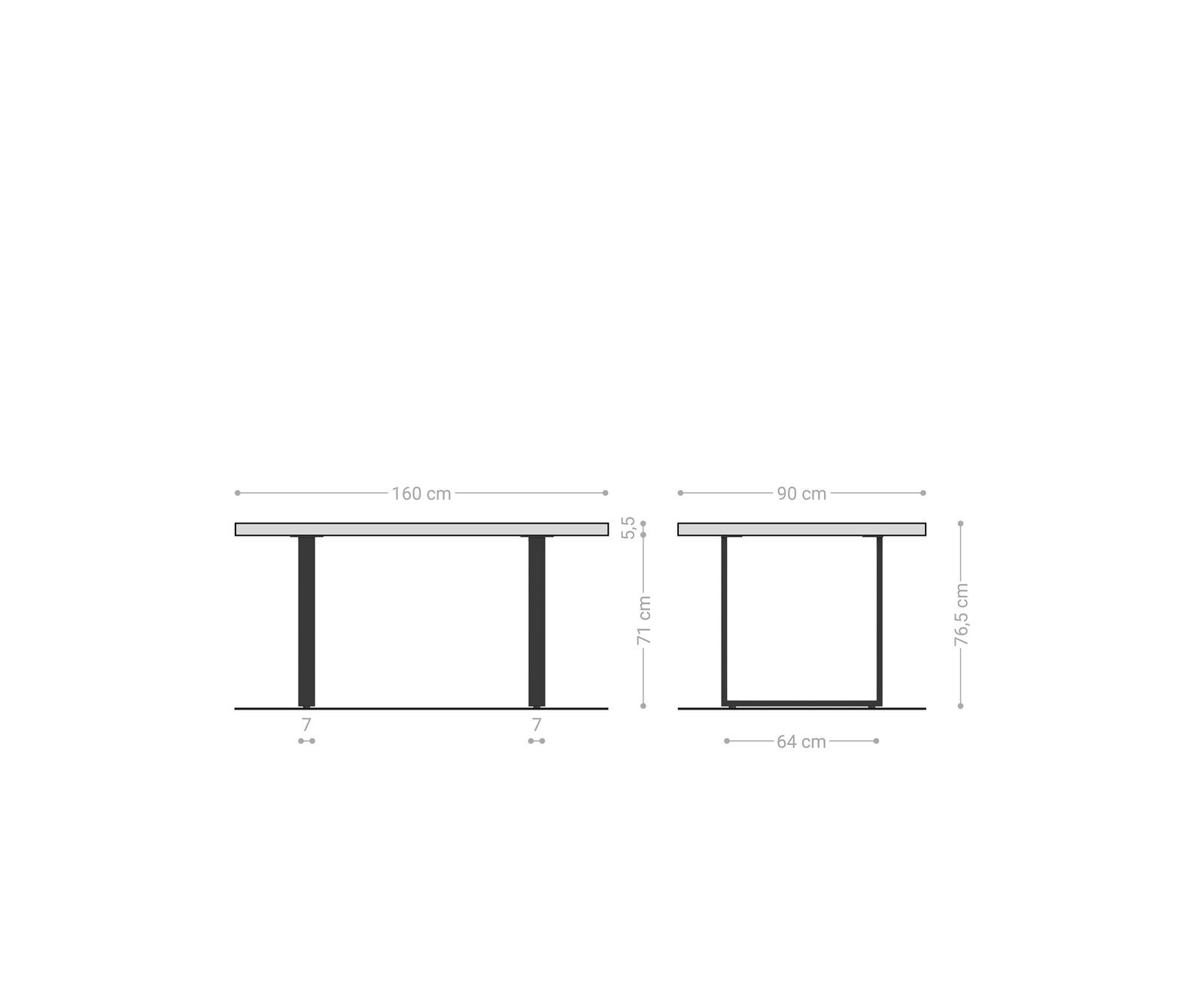 Маса 160x90 XL Акация Натурал Kufe Черен Edge 7