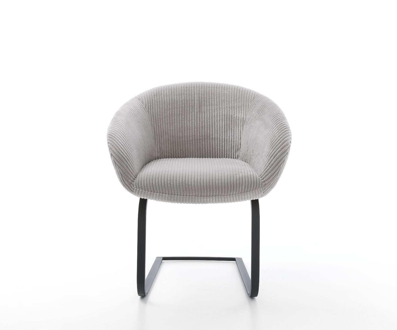 Люлеещ стол с подлакътници Корд Сребристо сив Конзолен крак плосък Черен Покет пружина Vinka-Flex 2