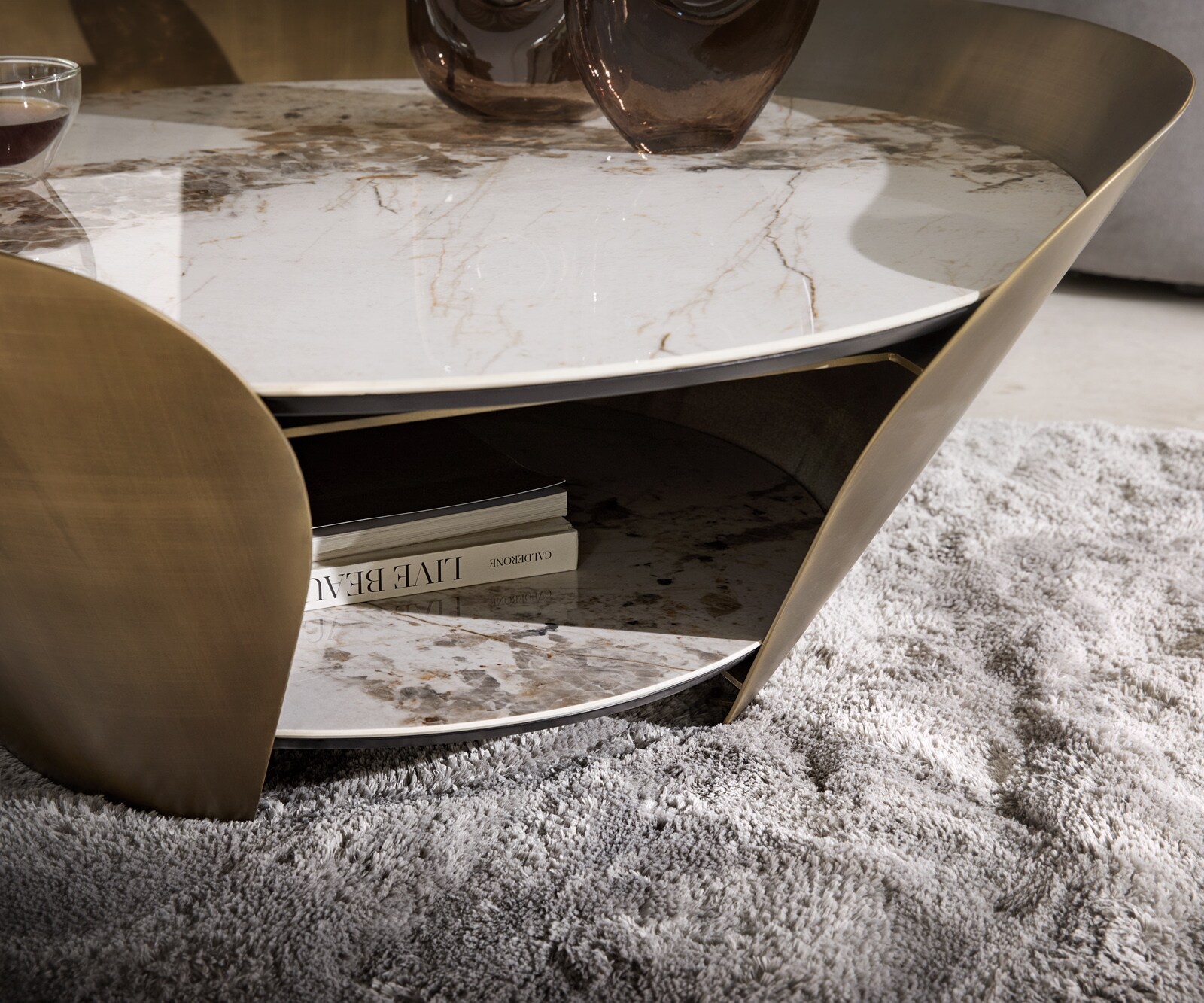 Масичка за кафе Skafi 100x40 cm керамика Minas Melange Metallic Gold 5