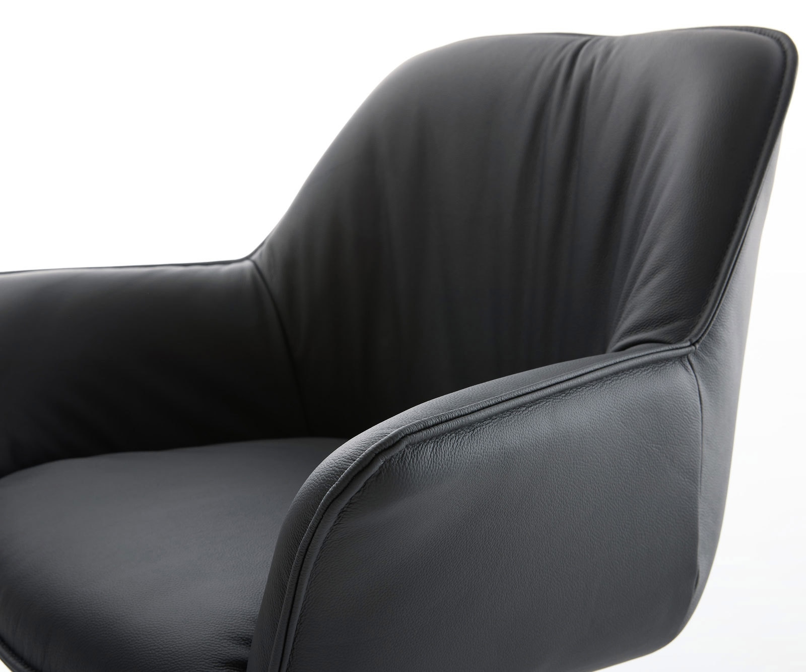 Врътящ се стол с подлакътници Естествена кожа Черен Дървена рамка  180° въртящ се Keila-Flex 4 Врътящ се стол с подлакътници Естествена кожа Черен Дървена рамка  180° въртящ се Keila-Flex 4