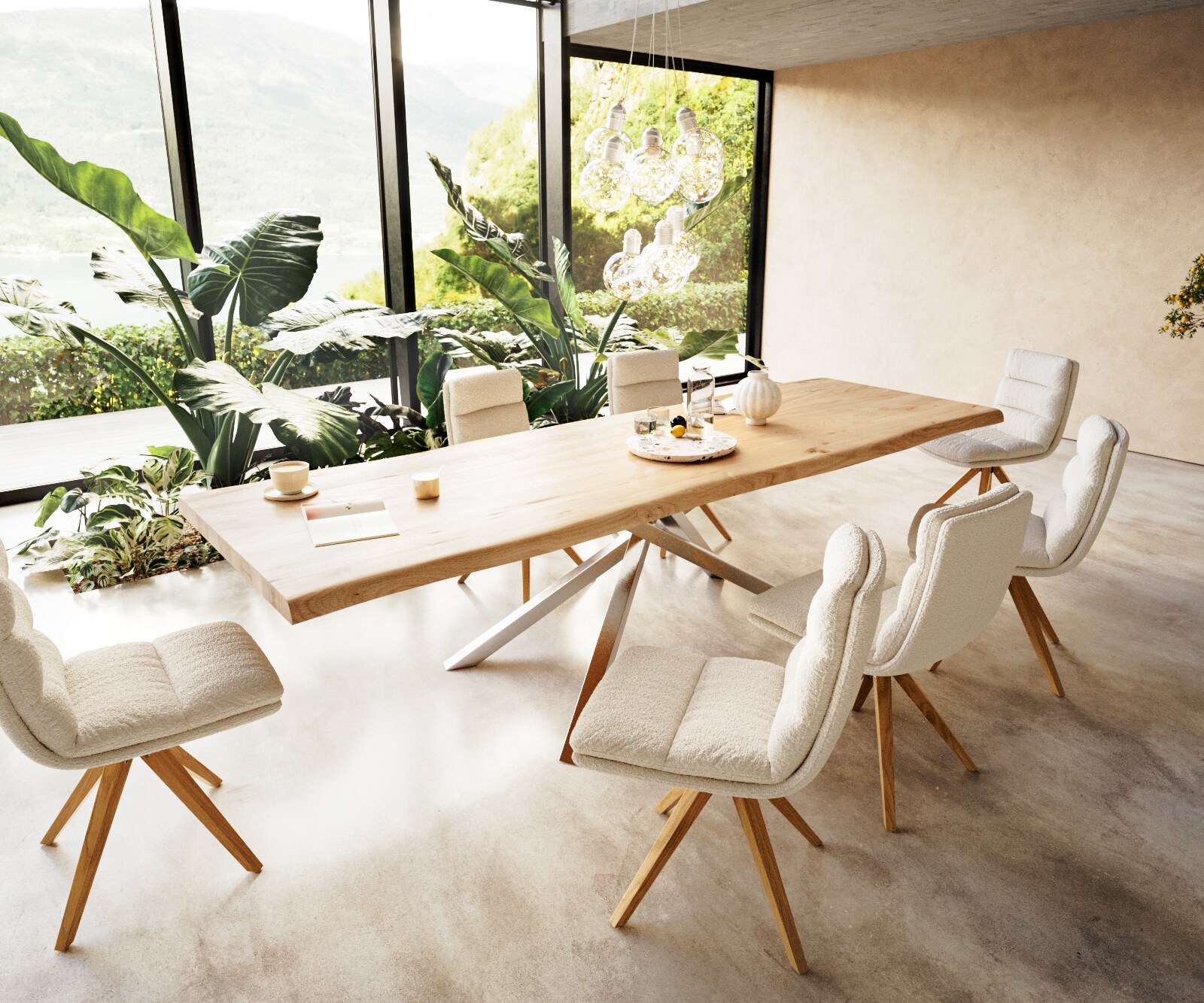 Маса 300x100 Дъб Натурал КръстРамка Правоъгълник Неръждаема стомана Edge 5