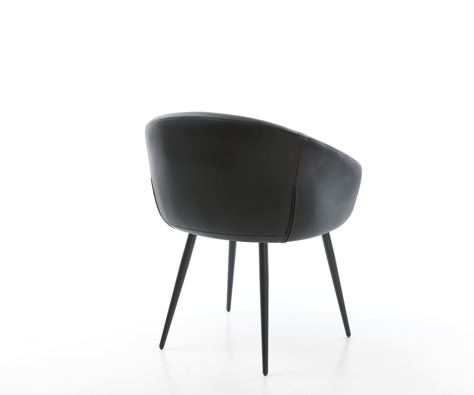 Трапезен стол с подлакътници Естествена кожа Черен 4 крака конични Черен Покет пружина Vinka-Flex 5