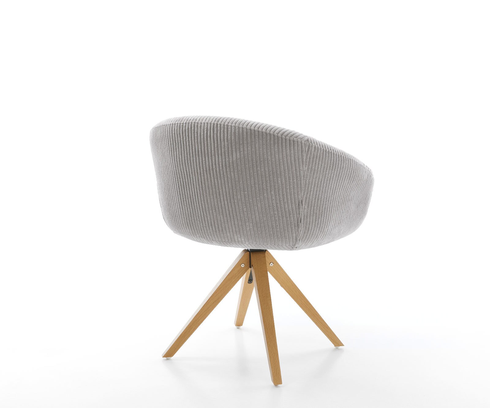 Врътящ се стол с подлакътници Корд СребристСив Дървена рамка  Натурал 180° въртящ се Покет пружина Vinka-Flex 4