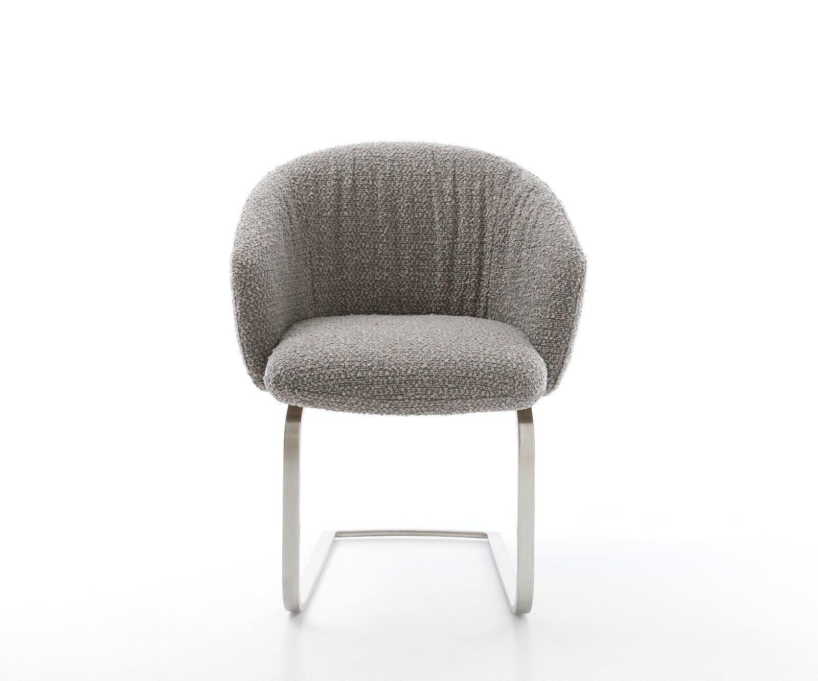 Люлеещ стол с подлакътници Букле Сребристо сив Конзолен крак плосък Неръждаема стомана Покет пружина Caja-Flex 2