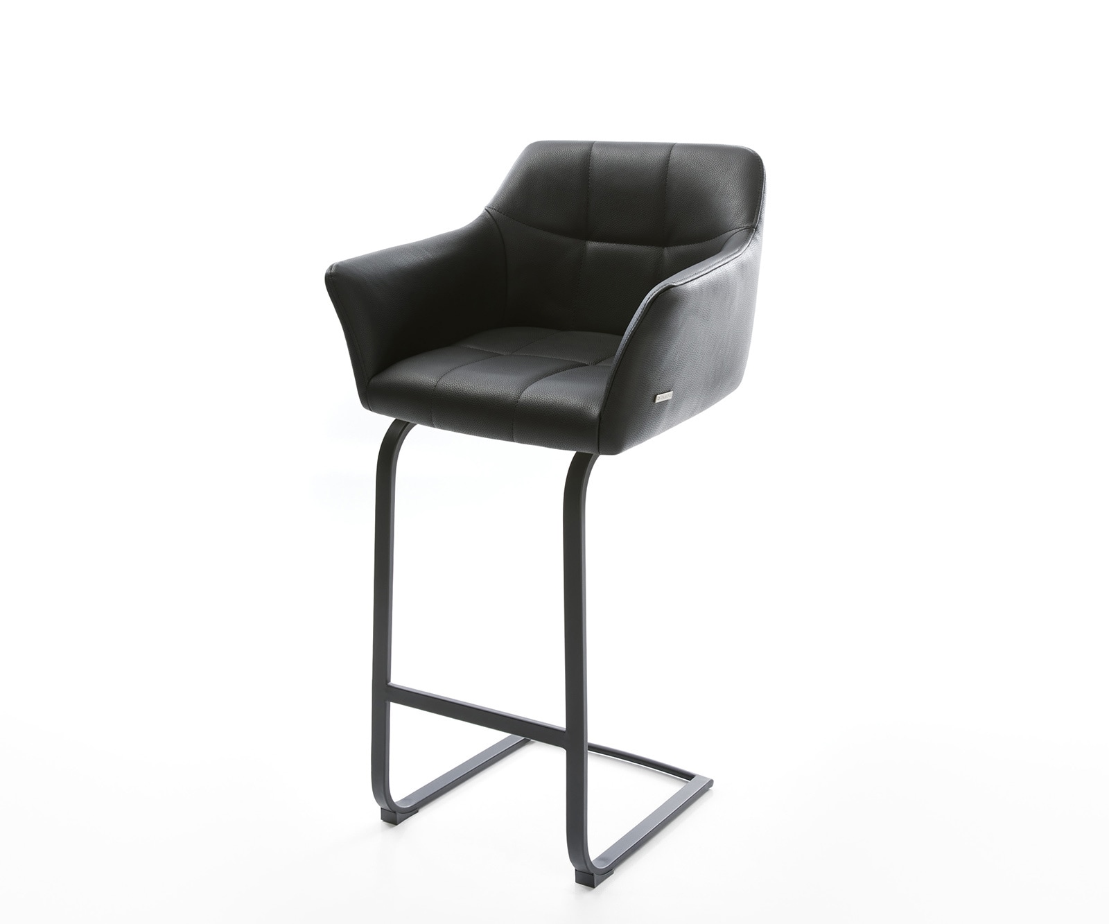 Бар стол Естествена кожа Черен Конзолен крак плосък Метал Yulo-Flex Бар стол Естествена кожа Черен Конзолен крак плосък Метал Yulo-Flex