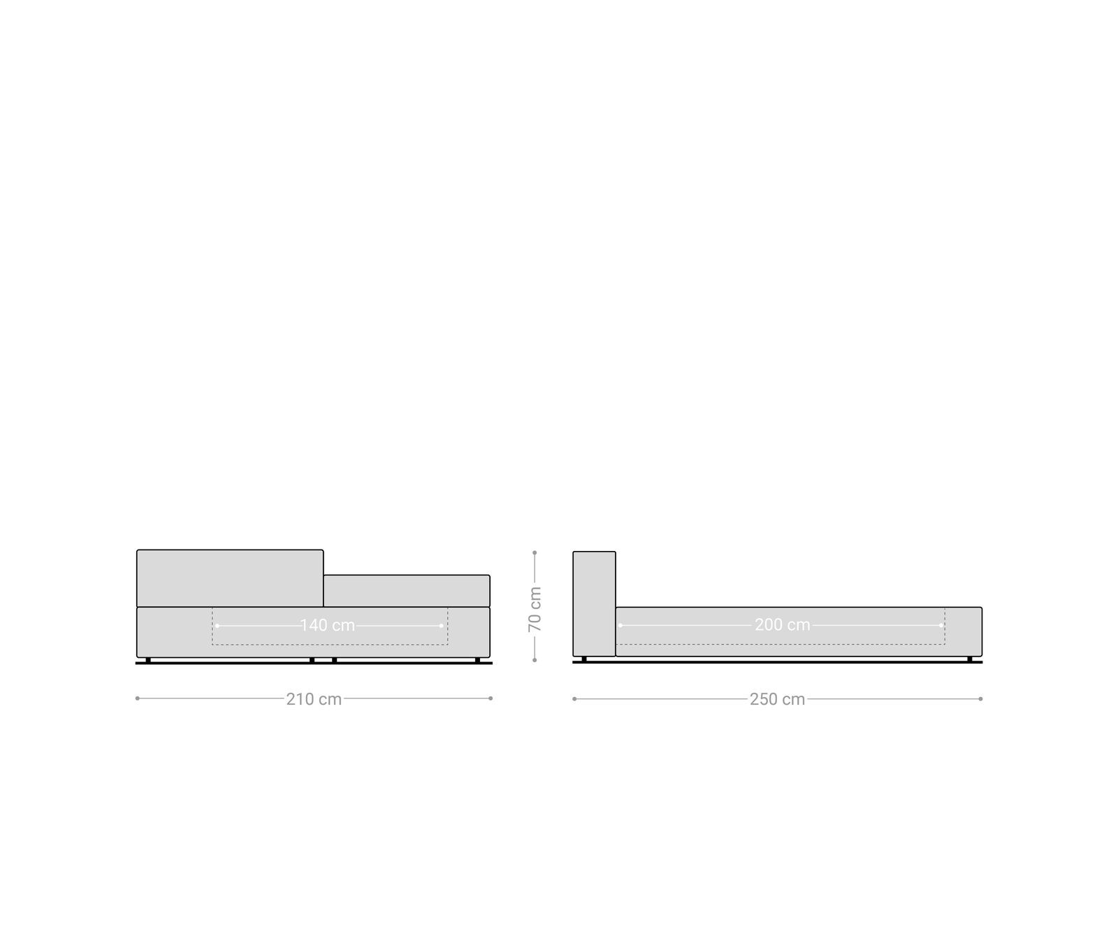 Тапицирано легло Kalinea 140x200 cm микрофибър сиво 8