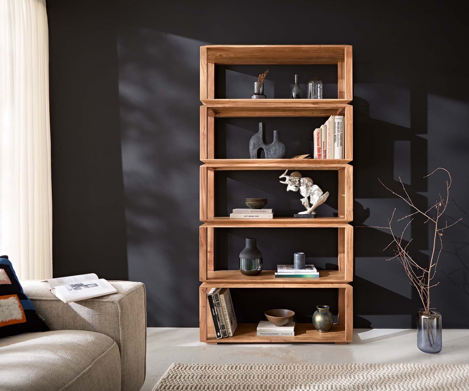 Етажерка Sakura 100x200 cm естествена акация 5 отделения 1 Етажерка Sakura 100x200 cm естествена акация 5 отделения 1