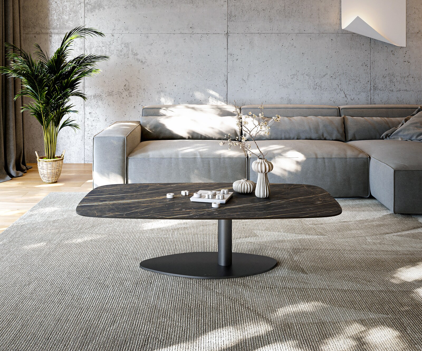 Масичка за кафе Edge Boot 140x80 cm Ceramic Laminam® Noir Desir Brown Vibany Metal Black 1