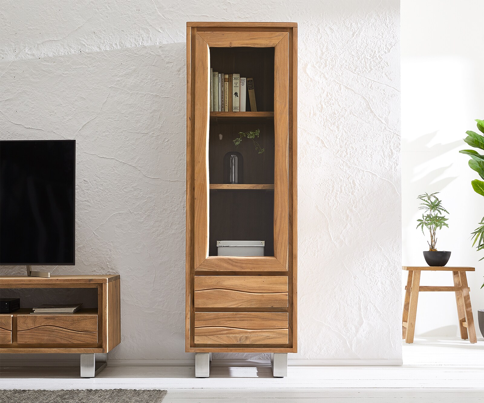  60x190 cm Акация Натурал прав ръб 1 Врата 2 Чекмеджета Масив Live-Edge 2