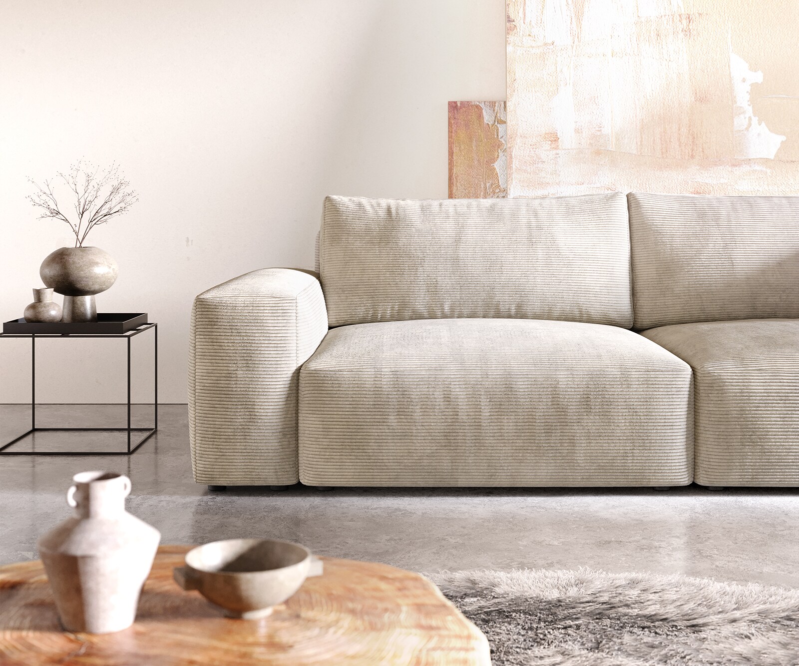 Голям диван XL 270x130 cm Рипс Бежов Lanzo 4