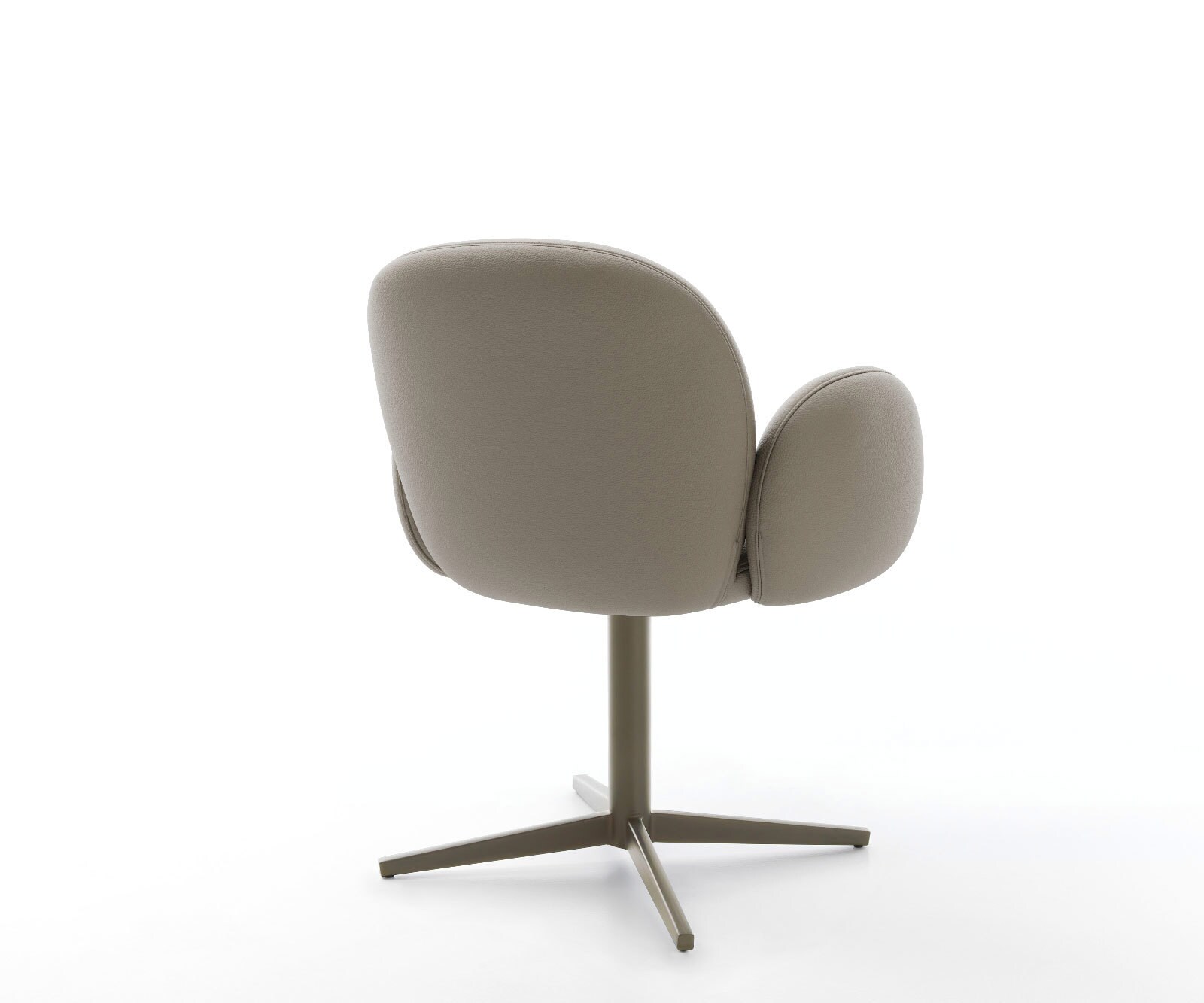 Врътящ се стол с подлакътници Естествена кожа Сиво-Кафяв Офис основа  Titan 360° въртящ се Покет пружина Nube-Flex 5