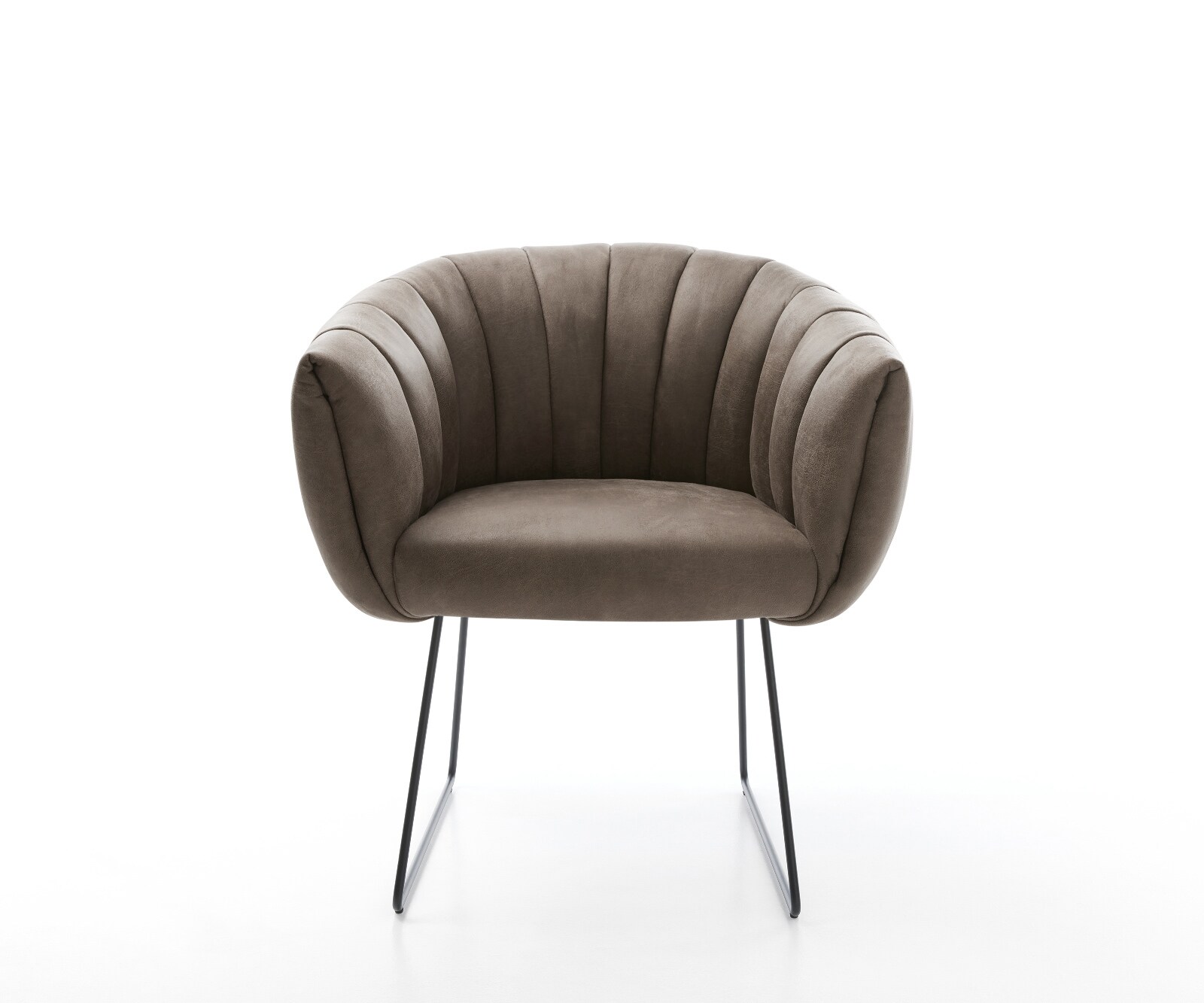 Трапезен стол Jada-Flex от микрофибър сив, основа шейна, черна сърцевина от джобни пружини 1