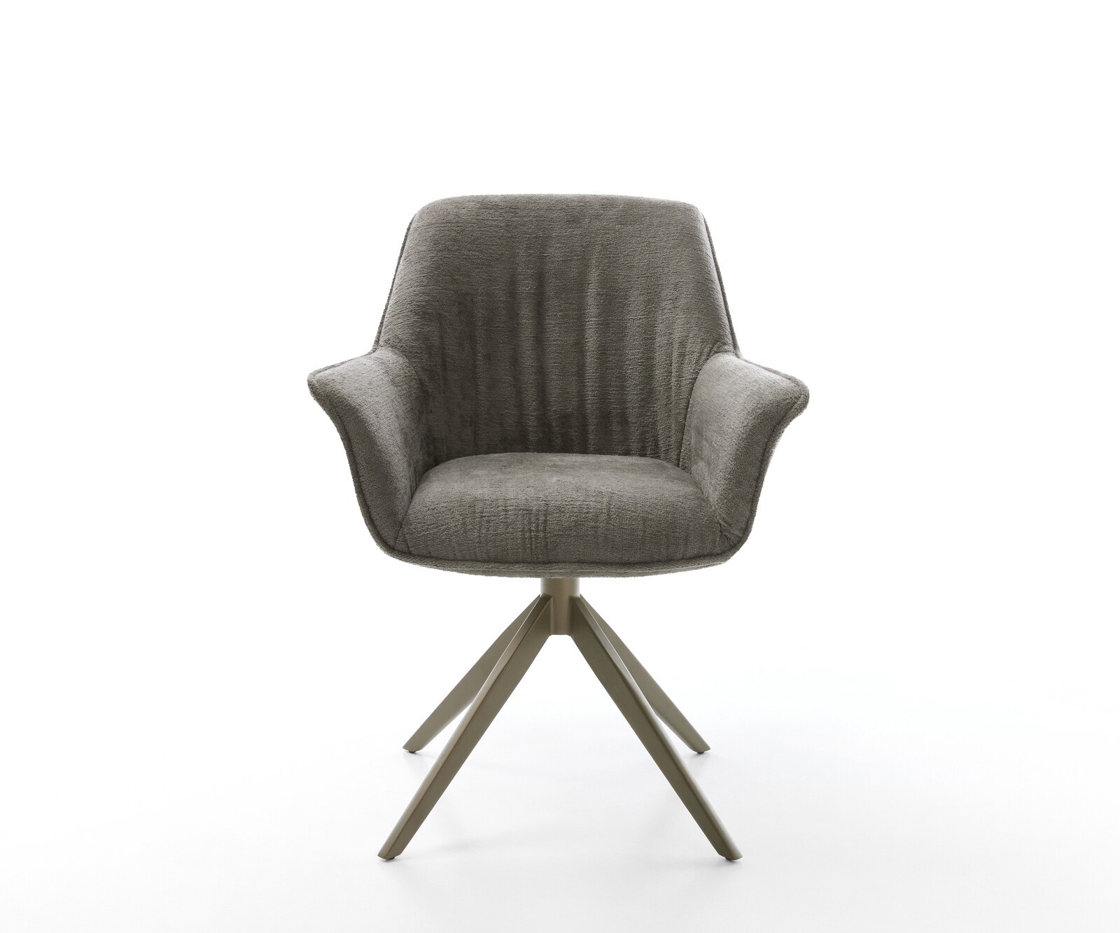 Въртящ се стол Keila-Flex с подлакътници Bouclé Soft mud Кръстосана рамка широка Ефектно покритие Titanium 360° въртене Люлееща се функция 2