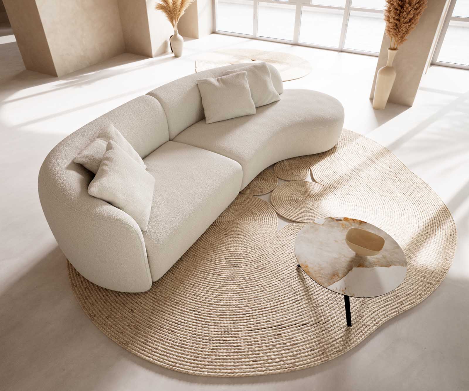Диван Mairi 330x160 cm bouclé крем-бяло 4