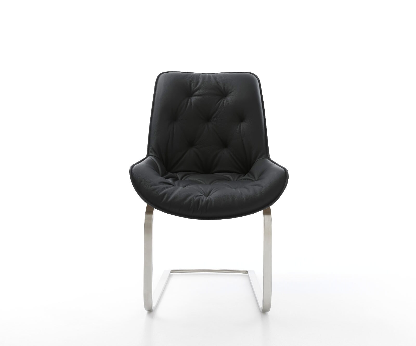 Люлеещ стол Естествена кожа Черен Конзолен крак плосък Неръждаема стомана Taimi-Flex 2