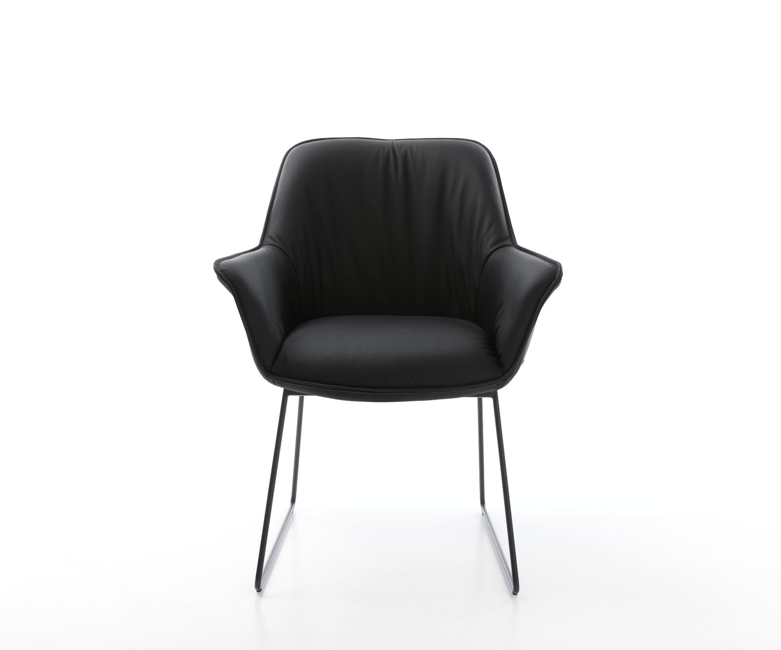 Кресло с подлакътници Естествена кожа Черна Извити крака Черни Keila-Flex 2 Кресло с подлакътници Естествена кожа Черна Извити крака Черни Keila-Flex 2