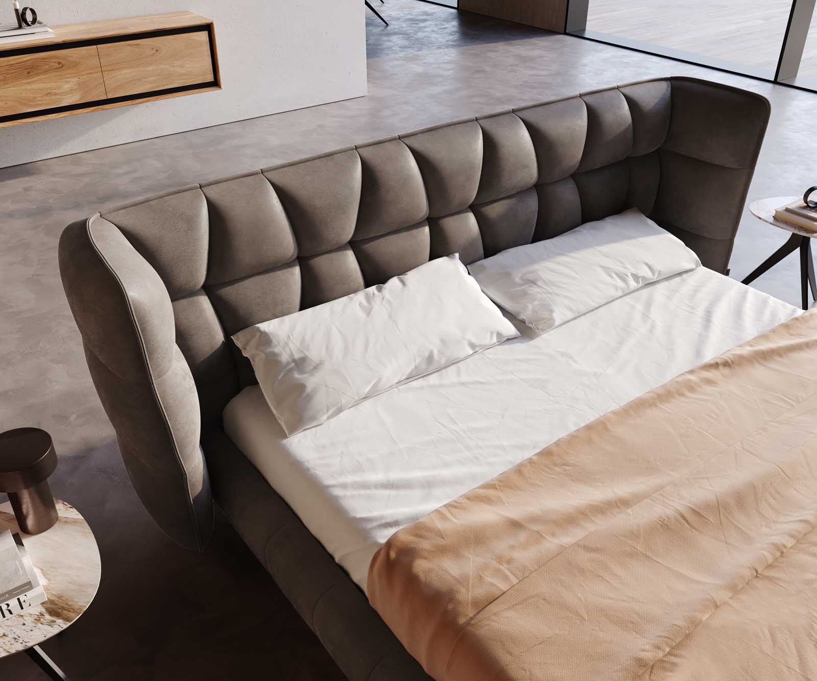 Тапицирана основа за легло Capujo 180x200 cm, микрофибър, цвят сив 4