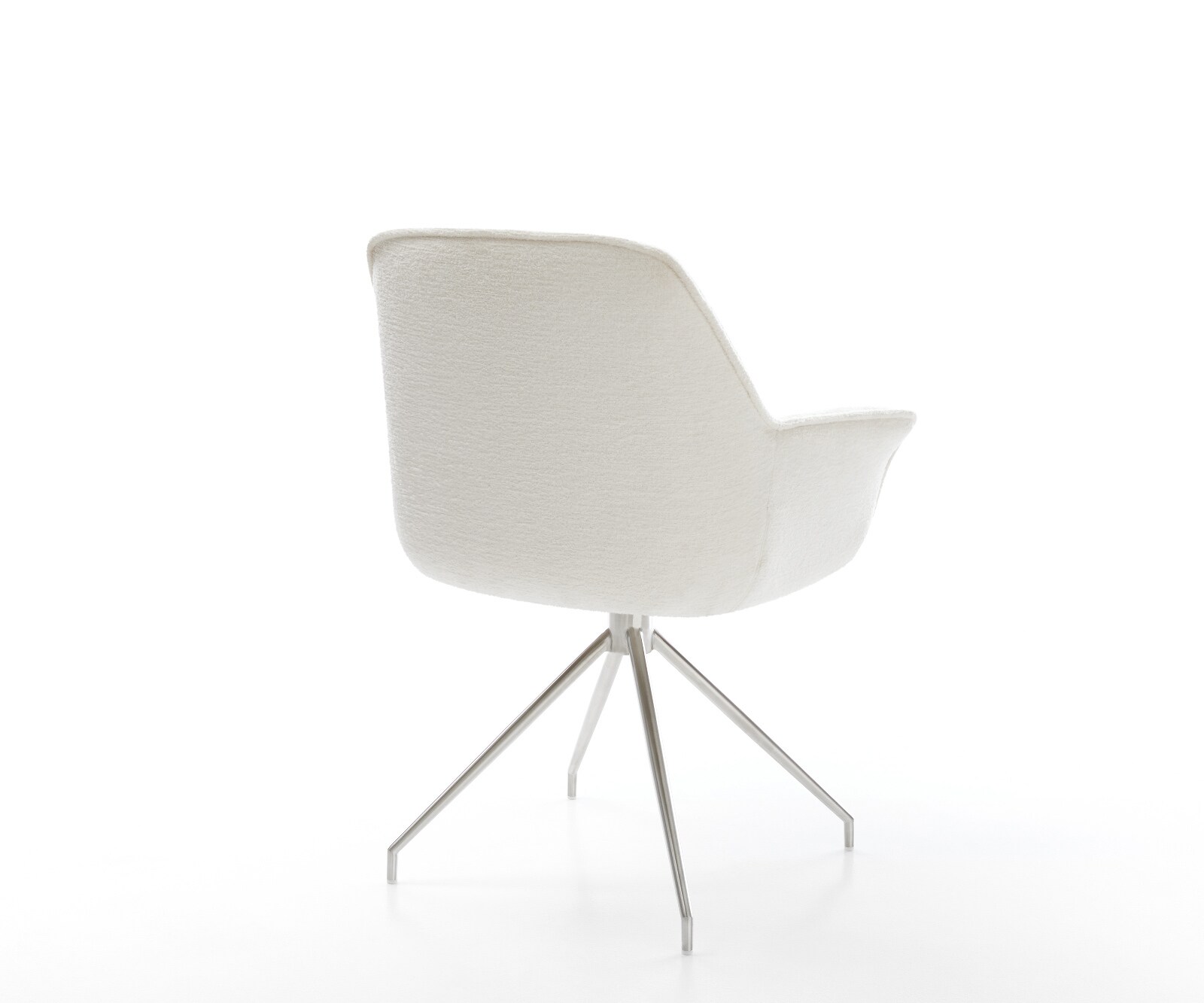 Трапезен стол Keila-Flex с подлакътници Bouclé Soft Beige Кръстосана рамка конична Неръждаема стомана 5