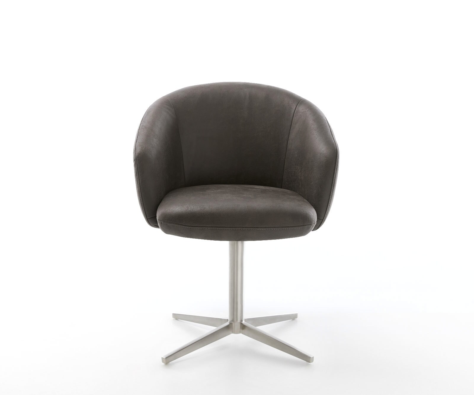 Врътящ се стол с подлакътници Микрофибър Антрацит Винтидж Офис основа Неръждаема стомана 360° въртящ се Покет пружина Caja-Flex 2