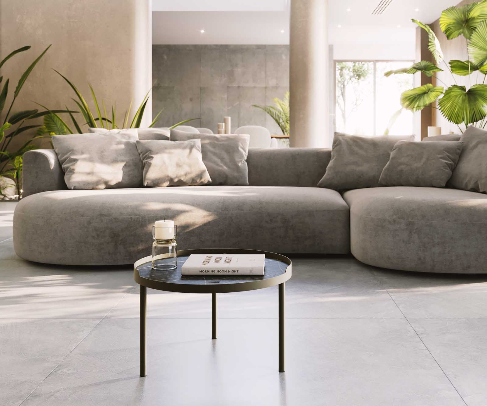 Холна маса 50x50 cm  Керамика Laminam®Noir Desir Кафяв Металрамка Ефектен финиш Titan Torell 2