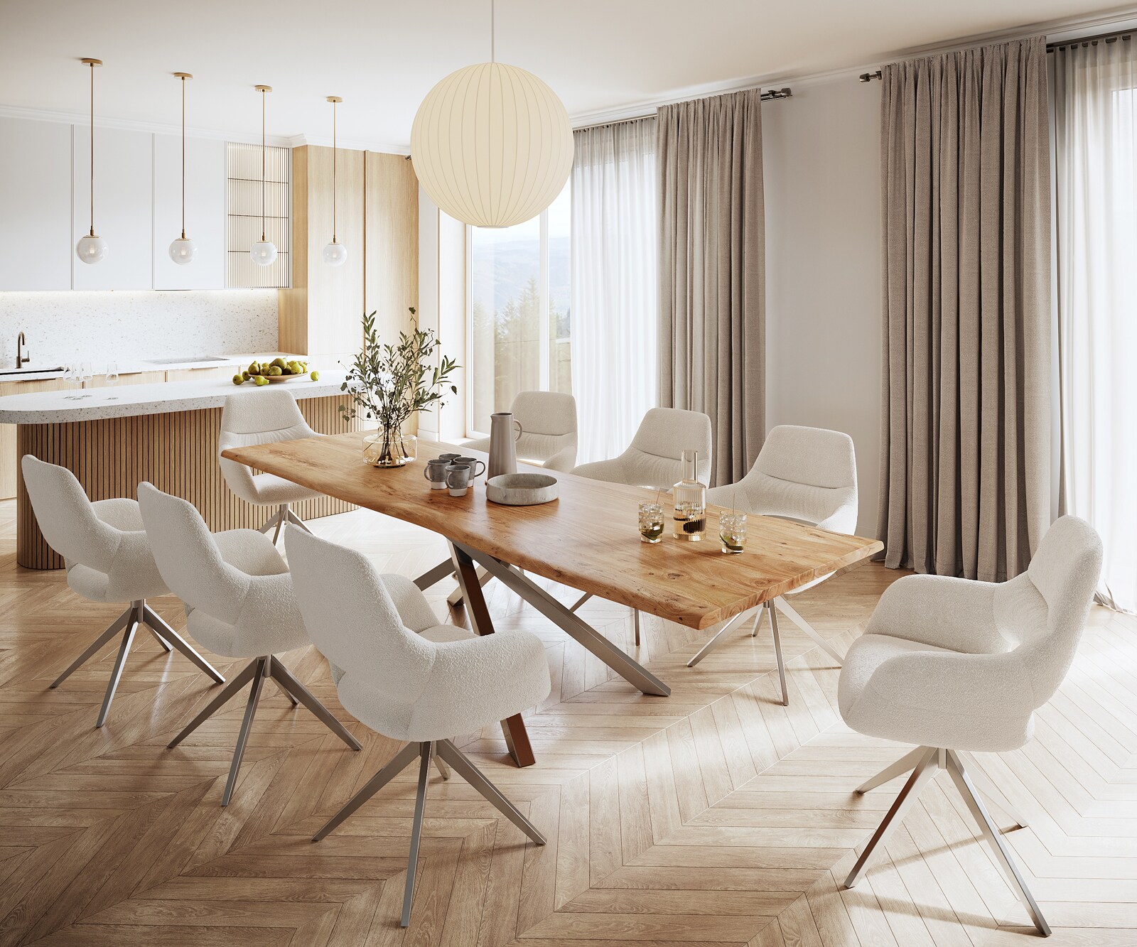 Маса 300x100 Акация Натурал КръстРамка Правоъгълник Неръждаема стомана Edge 6