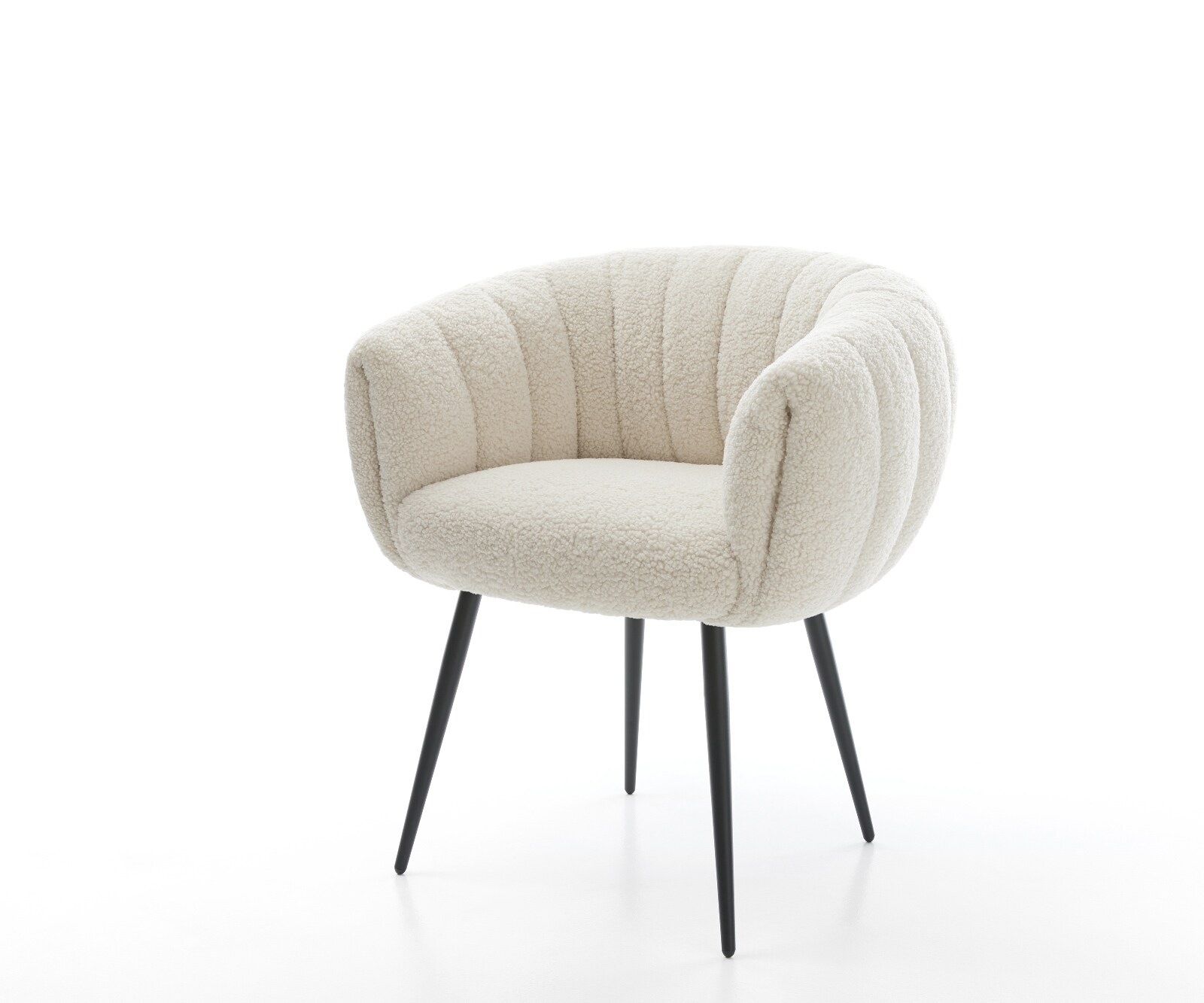 Трапезен стол Jada-Flex, Teddy плат бежов, 4-футов конусовиден черен крак, Ядро от джобна пружина 1