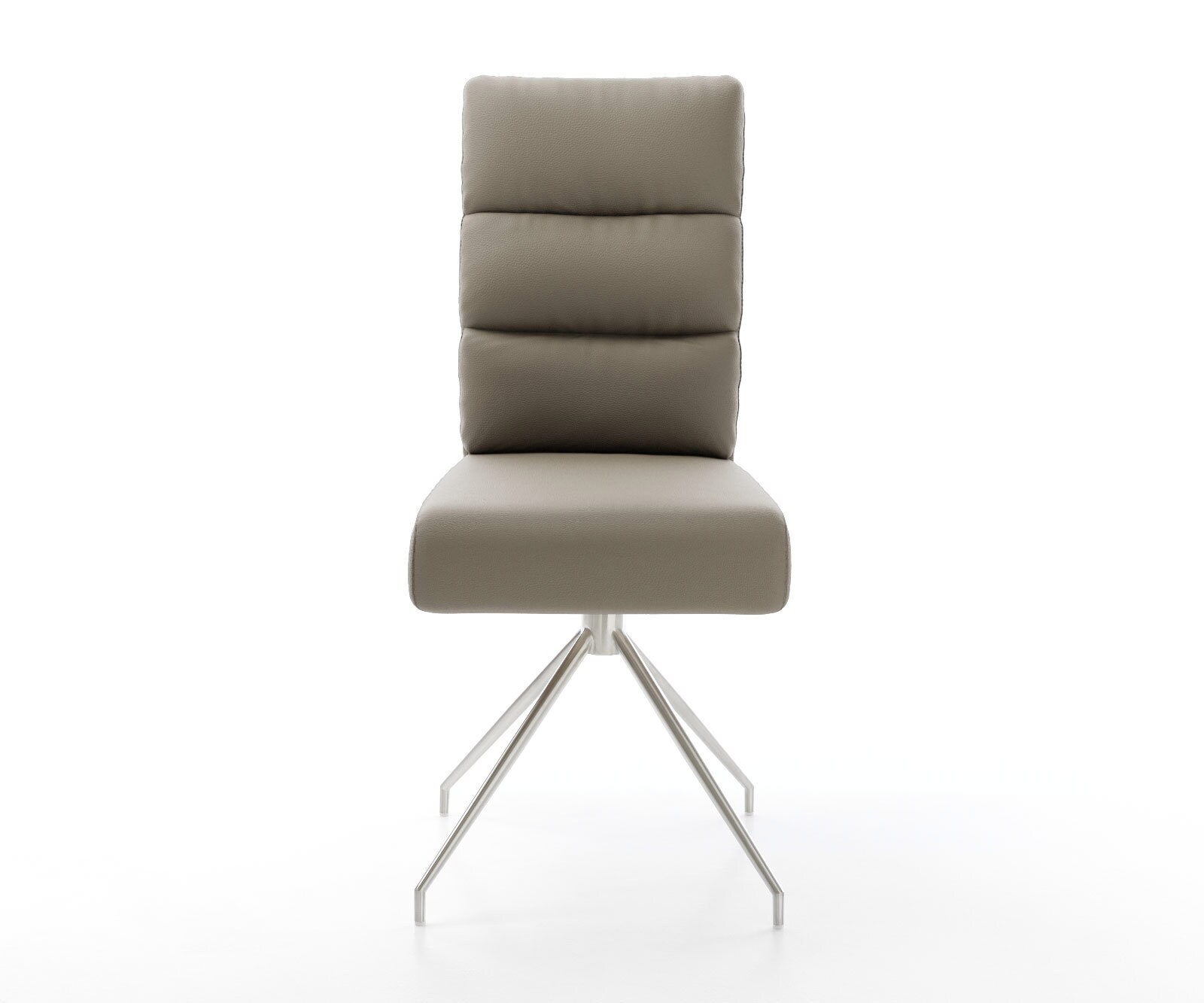 Врътящ се стол Естествена кожа Сиво-Кафяв Конус крак кръгъл Неръждаема стомана 180° въртящ се Покет пружина Pela-Flex 2