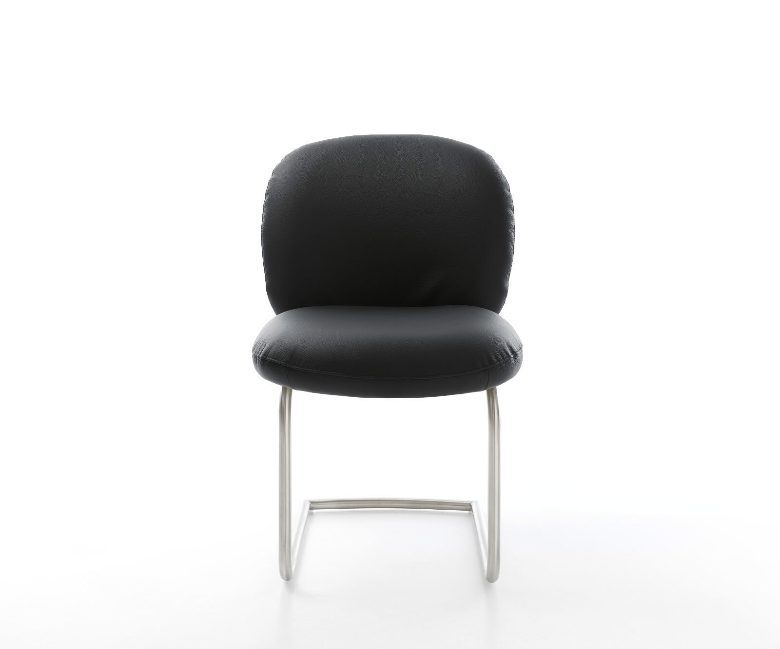 Люлеещ стол Естествена кожа Черен Конзолен крак кръгъл Неръждаема стомана Покет пружина Nube-Flex 2