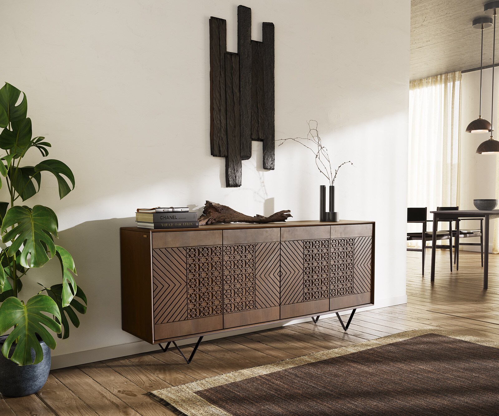 Sideboard Manjula Mango Braun 4 Türen  2