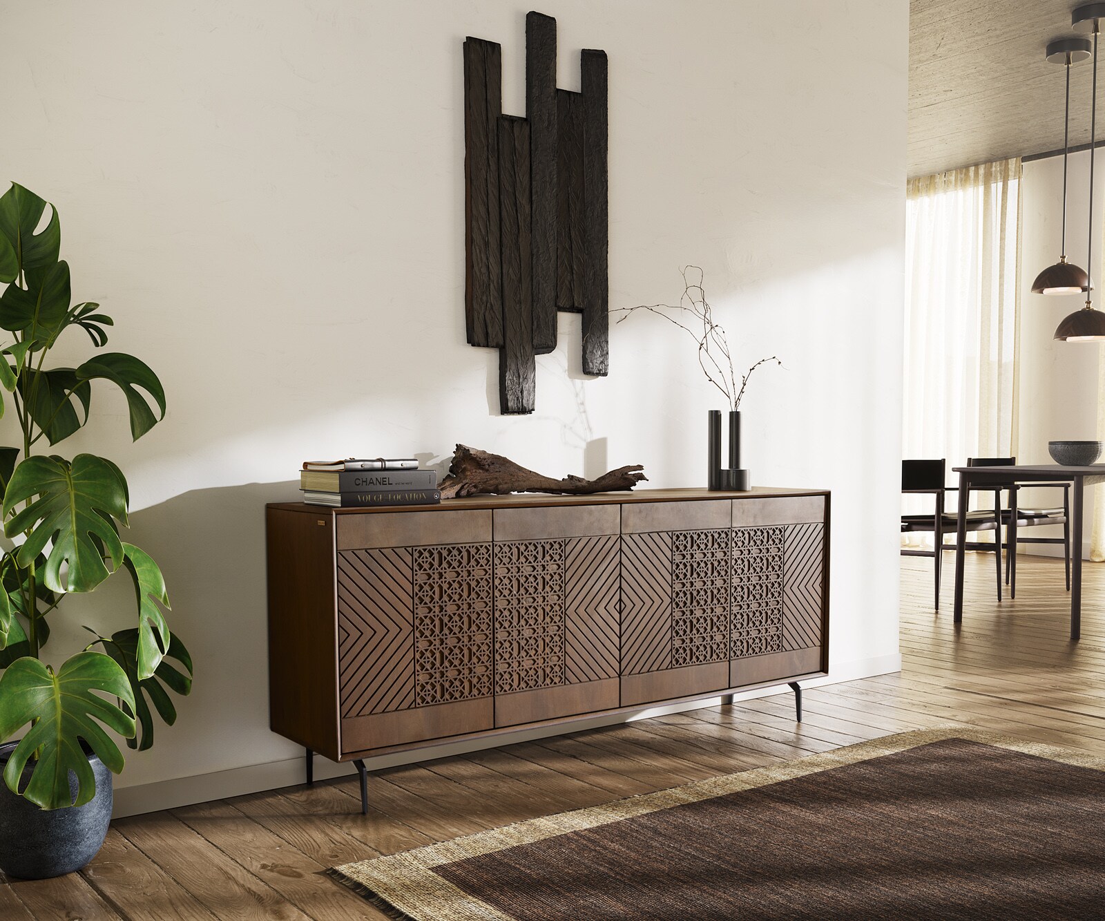 Sideboard Manjula Mango Braun 4 Türen  2