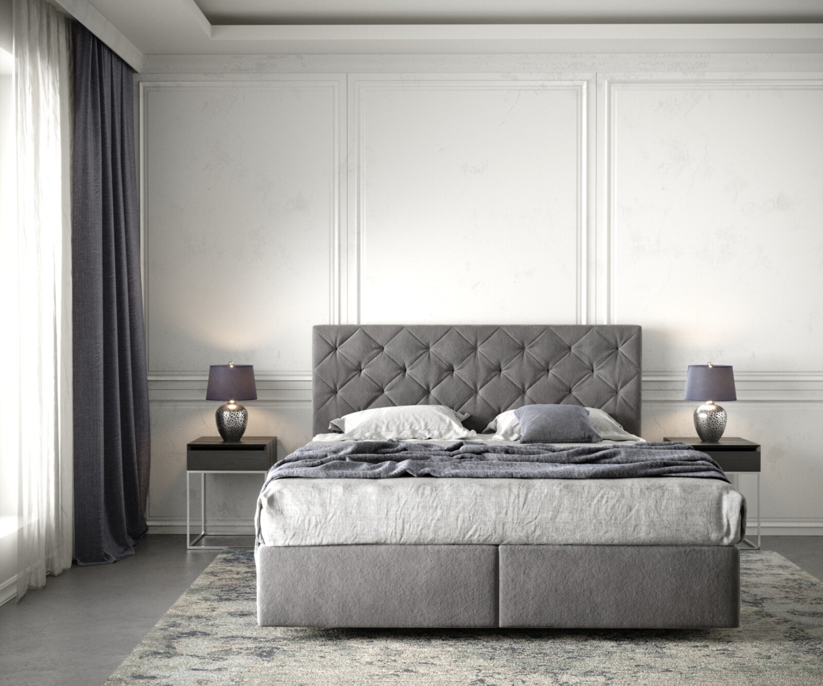 Легло Боксспринг 160x200 cm Микрофибър Таупе с Матрак и Топер Dream-Great 1