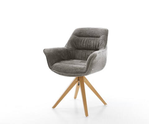 Въртящ се стол Kaira-Flex Bouclé Soft Mud Дървена рамка ъглова естествена 180° въртяща се