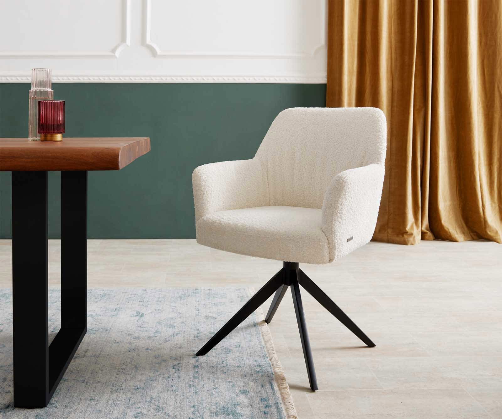 Врътящ се стол с подлакътници Букле Бял Конус крак плосък Черен 360° въртящ се Покет пружина Xana-Flex Врътящ се стол с подлакътници Букле Бял Конус крак плосък Черен 360° въртящ се Покет пружина Xana-Flex